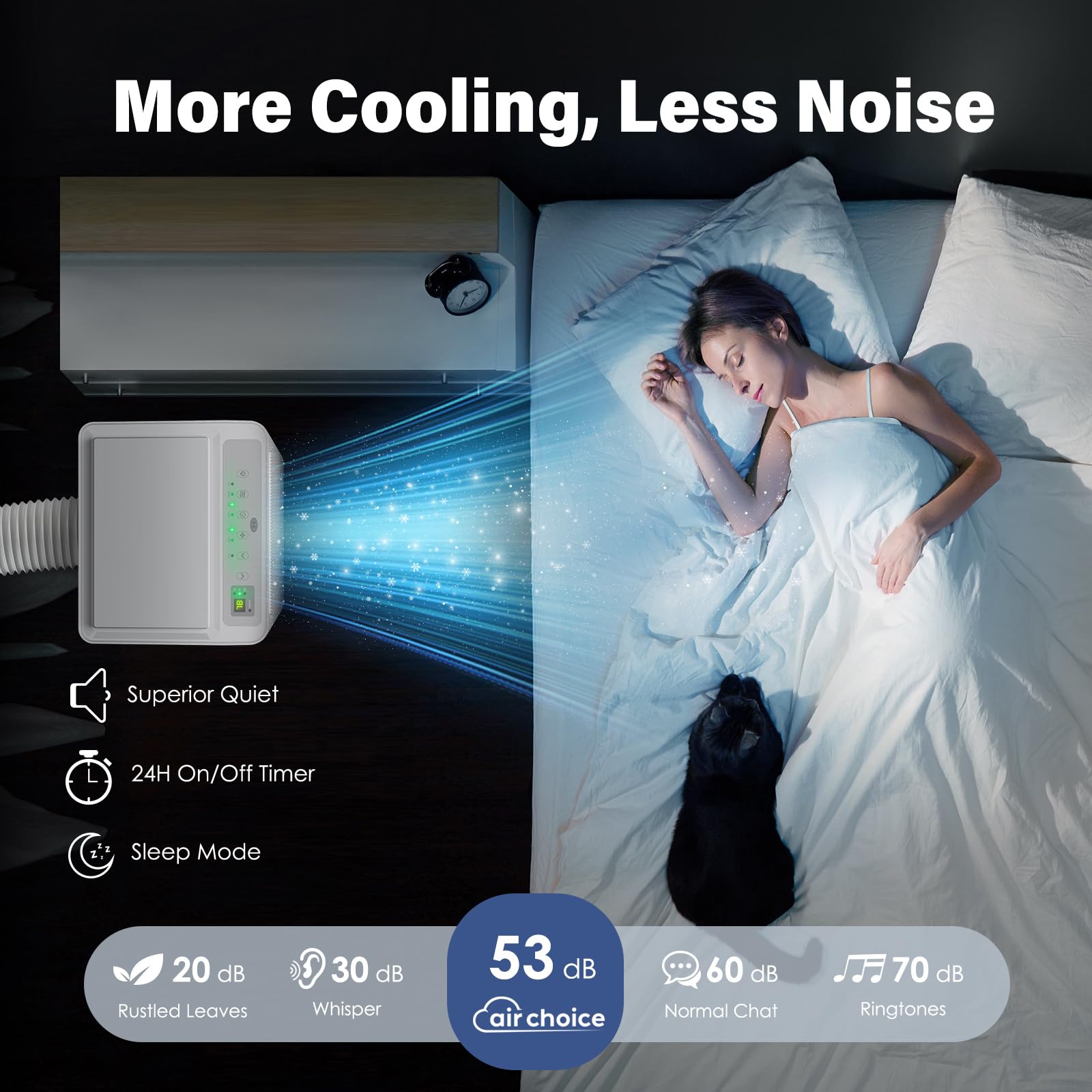 Air Choice 8000 BTU Portable Air Conditioner - Cools Rooms Up to 350 Sq.Ft, 3-in-1 AC Unit with 24H Timer, Sleep Mode & Remote Control, Ultra Quiet Operation with Digital Display & Window Kit - Perfect for Bedrooms, Offices and Small Apartments