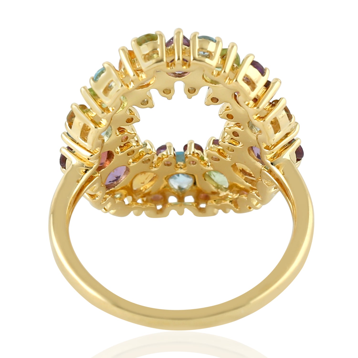 18K Yellow Gold Citrine Pear Cut Amethyst Multi Gemstone Cocktail Ring for Women | Elegant Statement Jewelry for Parties, Weddings & Special Occasions