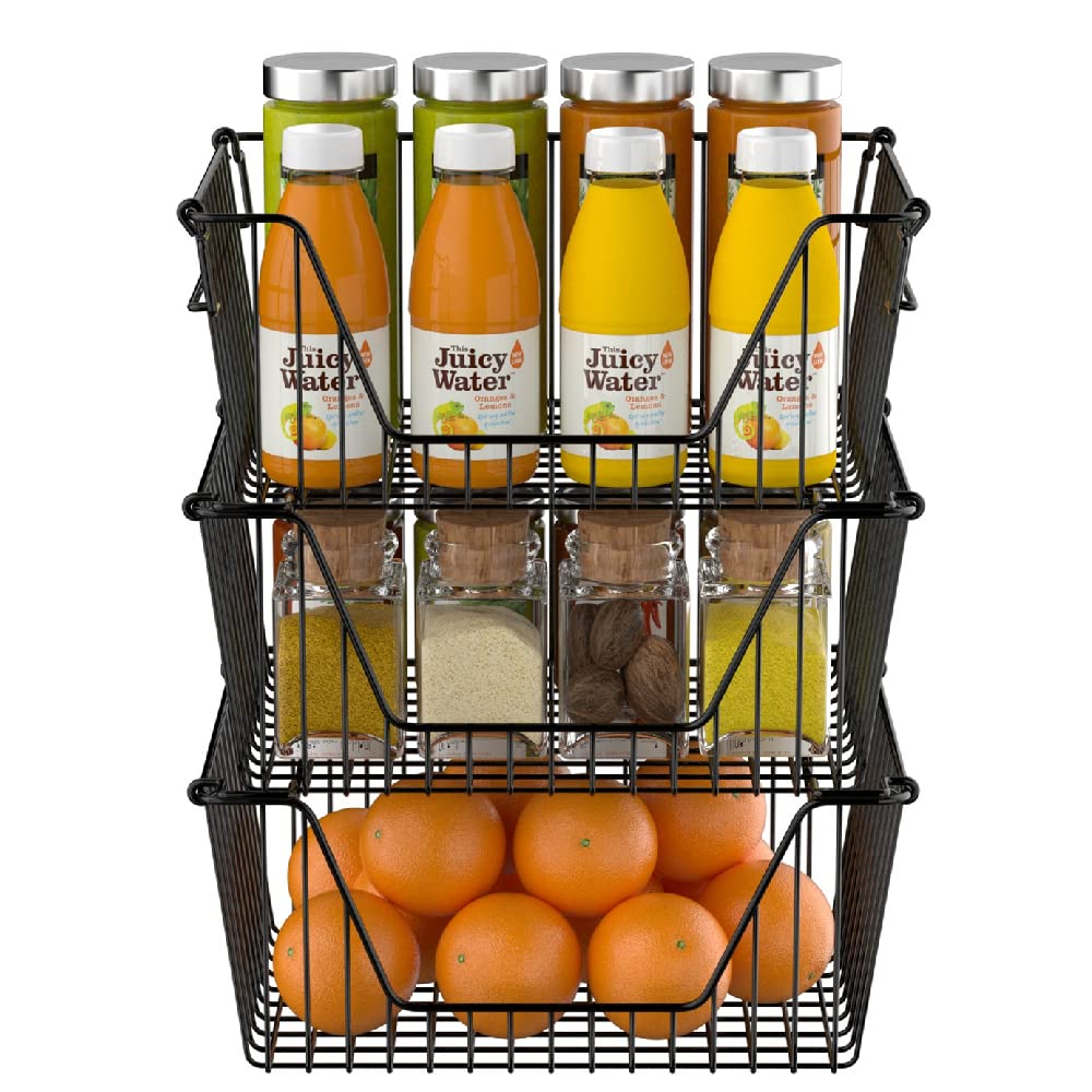 Farmhouse Stackable Wire Storage Baskets with Handles - 14