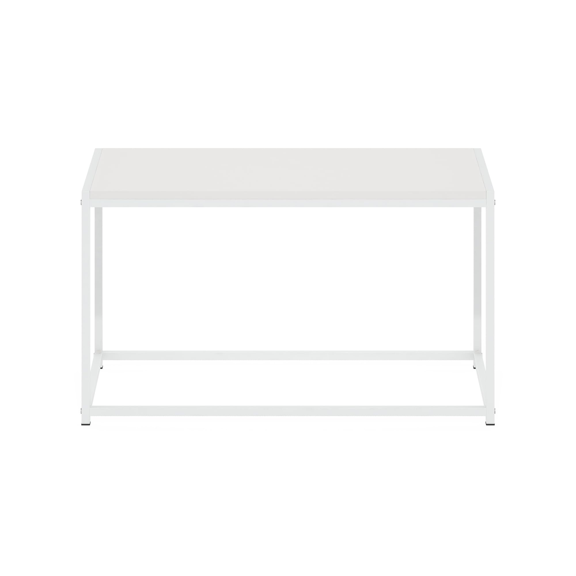 Furinno Camnus Modern Living Room Coffee Table - Solid White Finish, Compact & Stylish for Small Spaces - Perfect for Apartments, Dorms, and Cozy Home Decor