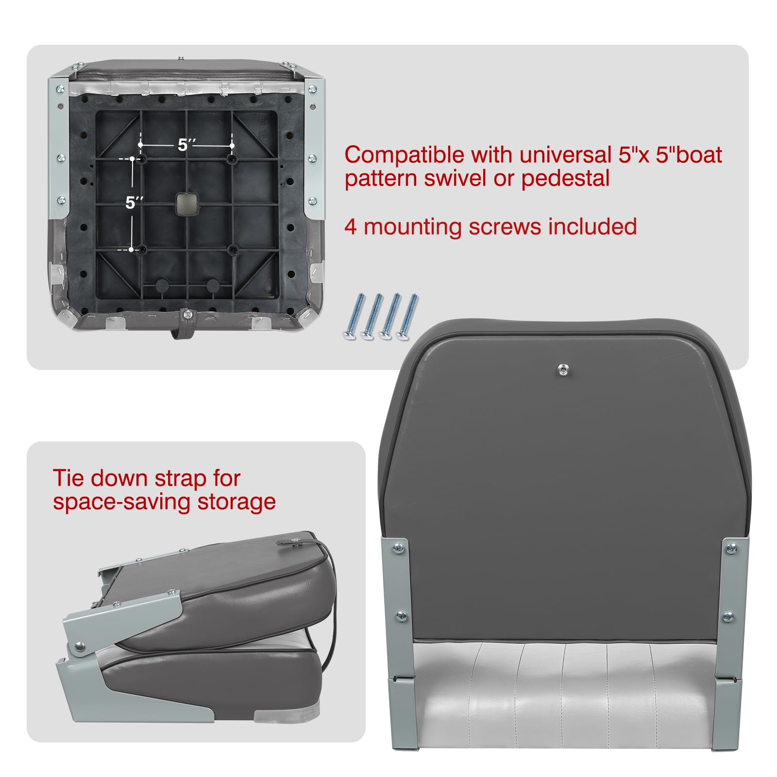 Leader Accessories Low Back Folding Boat Seats (2-Pack) - Comfortable & Durable Marine Chairs for Fishing, Boating, and Outdoor Adventures