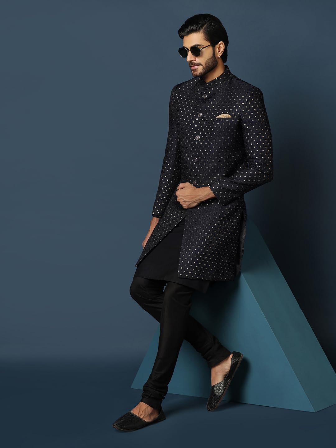 Men's Jacquard Indowestern Sherwani & Pajama Set - Regular Fit | Indian Ethnic Wedding & Festive Wear for Men | Perfect for Grooms, Diwali, and Cultural Celebrations