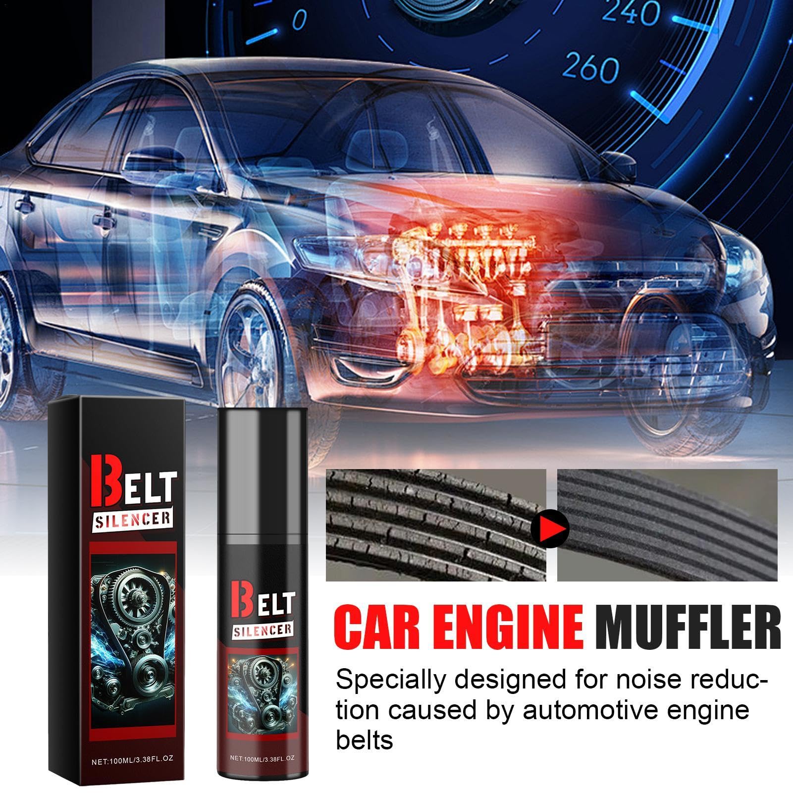 Belt Dressing Spray for Cars - 100ml Automotive Belt Noise Eliminator & Lubricant | Engine Belt Silencer Spray | Stops Squeaking & Protects Belts | Perfect for Routine Vehicle Maintenance & Noise Reduction