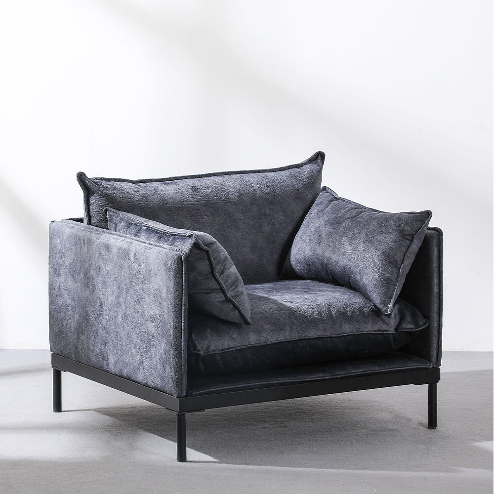 SINCLAIR Charcoal Fabric Armchair - Modern Upholstered Living Room Chair for Home, Office & Lounge Comfort