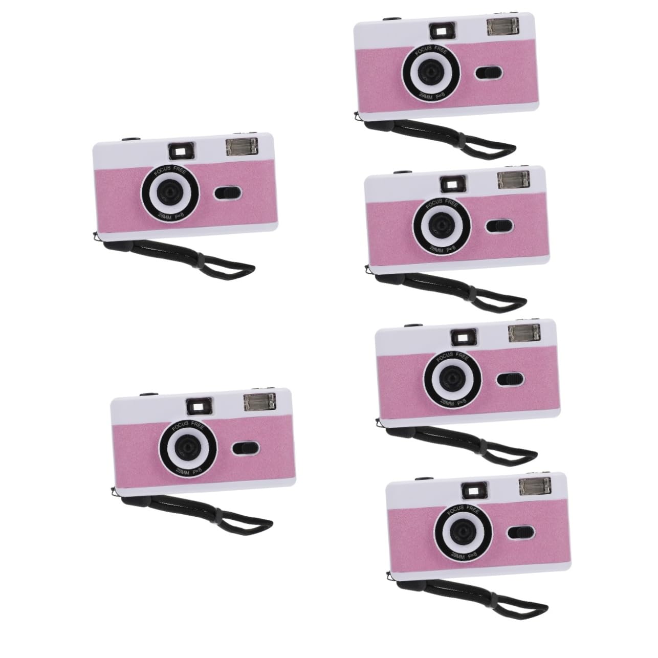 Jojofuny 6 Pack Retro Film Cameras - Reusable Travel Camera with Built-in Flash, Vintage Style Mini Camera for Travel Photography (Macaron ABS White) - Perfect for Vacations, Parties & Instagram Content