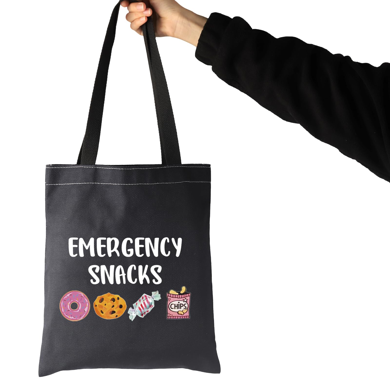 JXGZSO Reusable Emergency Snack Storage Pouch - Food Safe BPA-Free Snack Bag for Hiking, Camping & Travel - Perfect Gift for Food Lovers (Black)