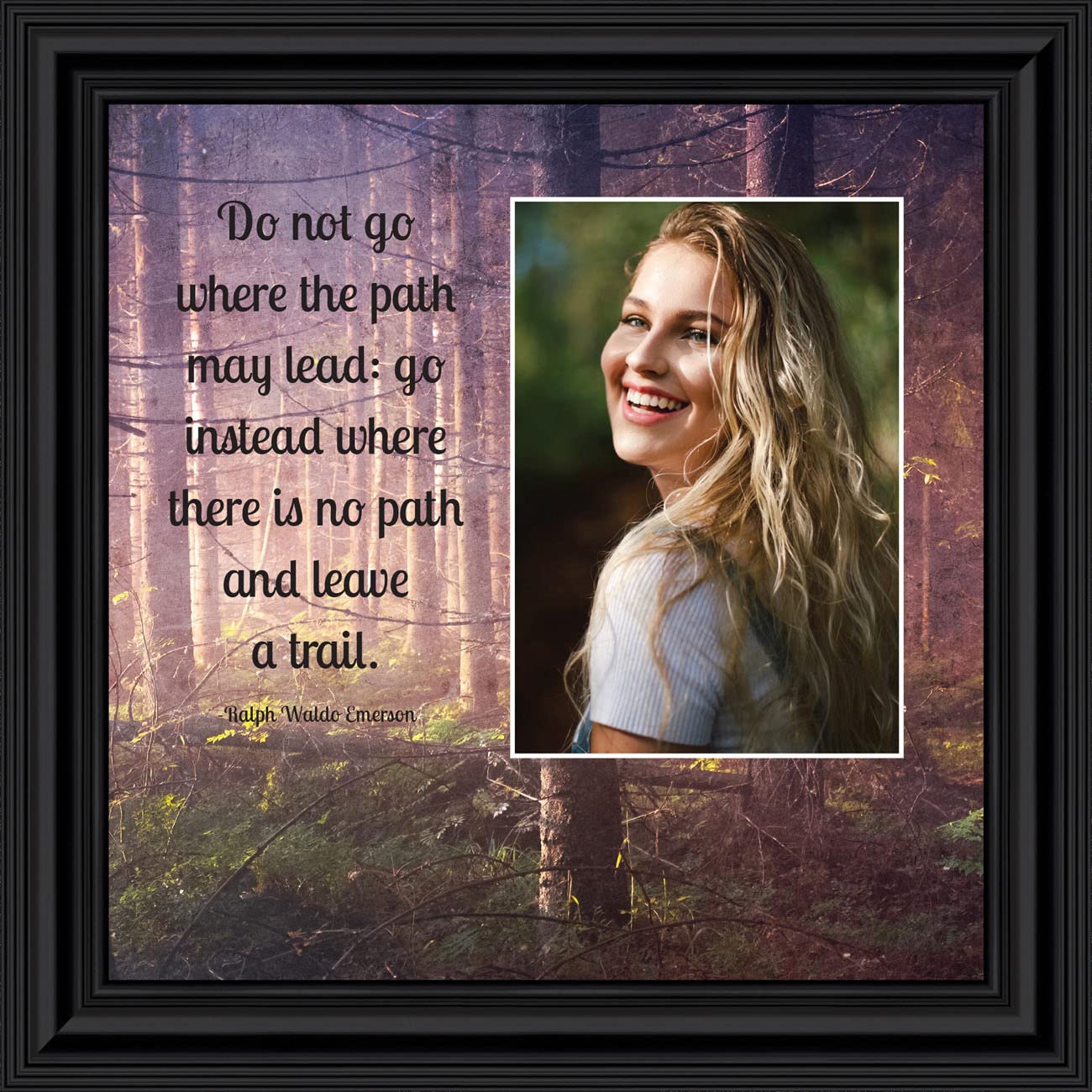 Motivational Wall Art with Emerson Quote - Inspirational Office Decor, Graduation Gifts for Men & Boys - Framed 'Do Not Go Where The Path May Lead' Print - Perfect for Home, Office & Dorm Room Decor (6456B)