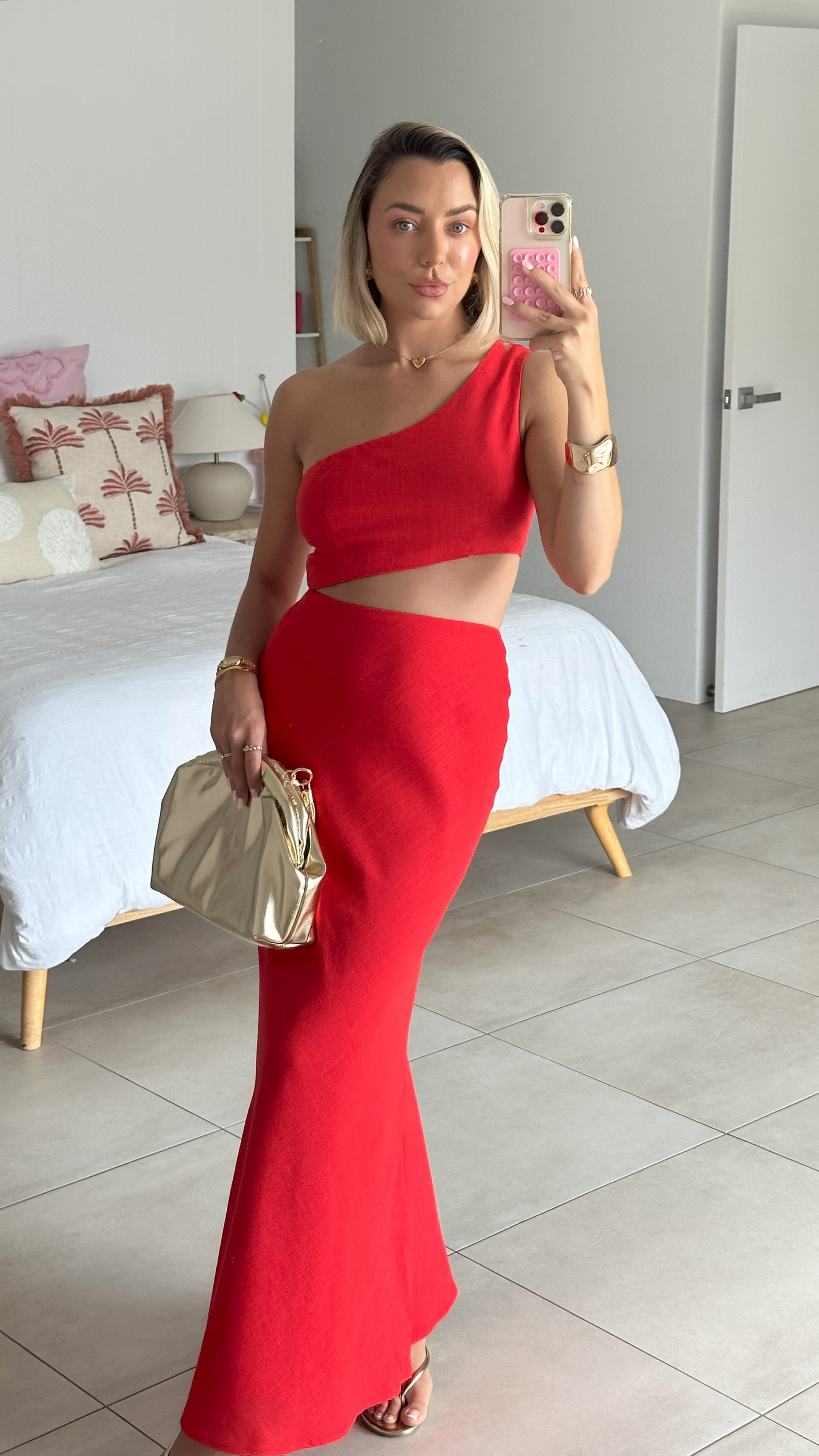 Abia Maxi Dress for Women - Flowy Long Summer Dress in Red | Perfect for Beach, Vacation & Casual Outings