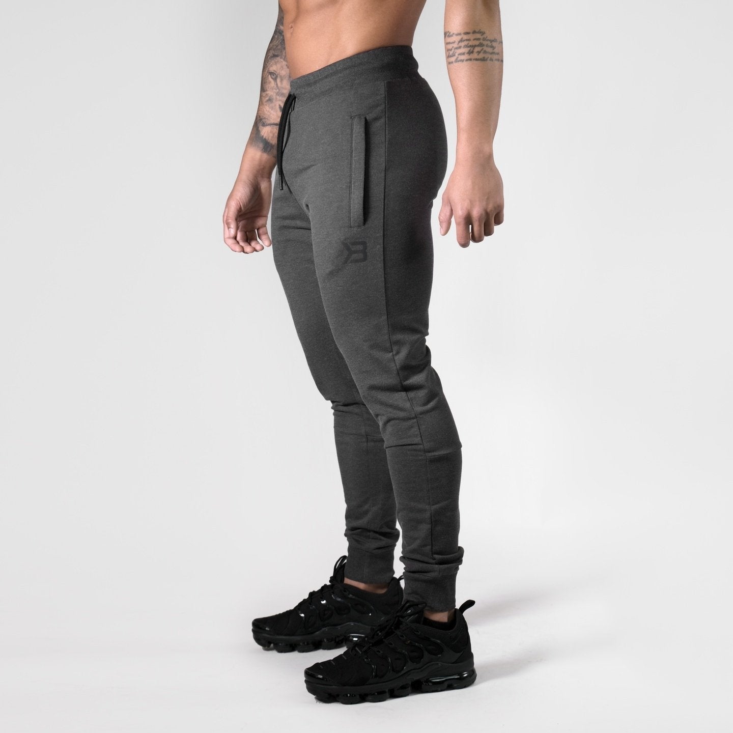 Better Bodies Tapered Joggers V2W - Dark Grey Melange Workout Pants for Men & Women | Comfortable Running, Gym & Lounge Wear