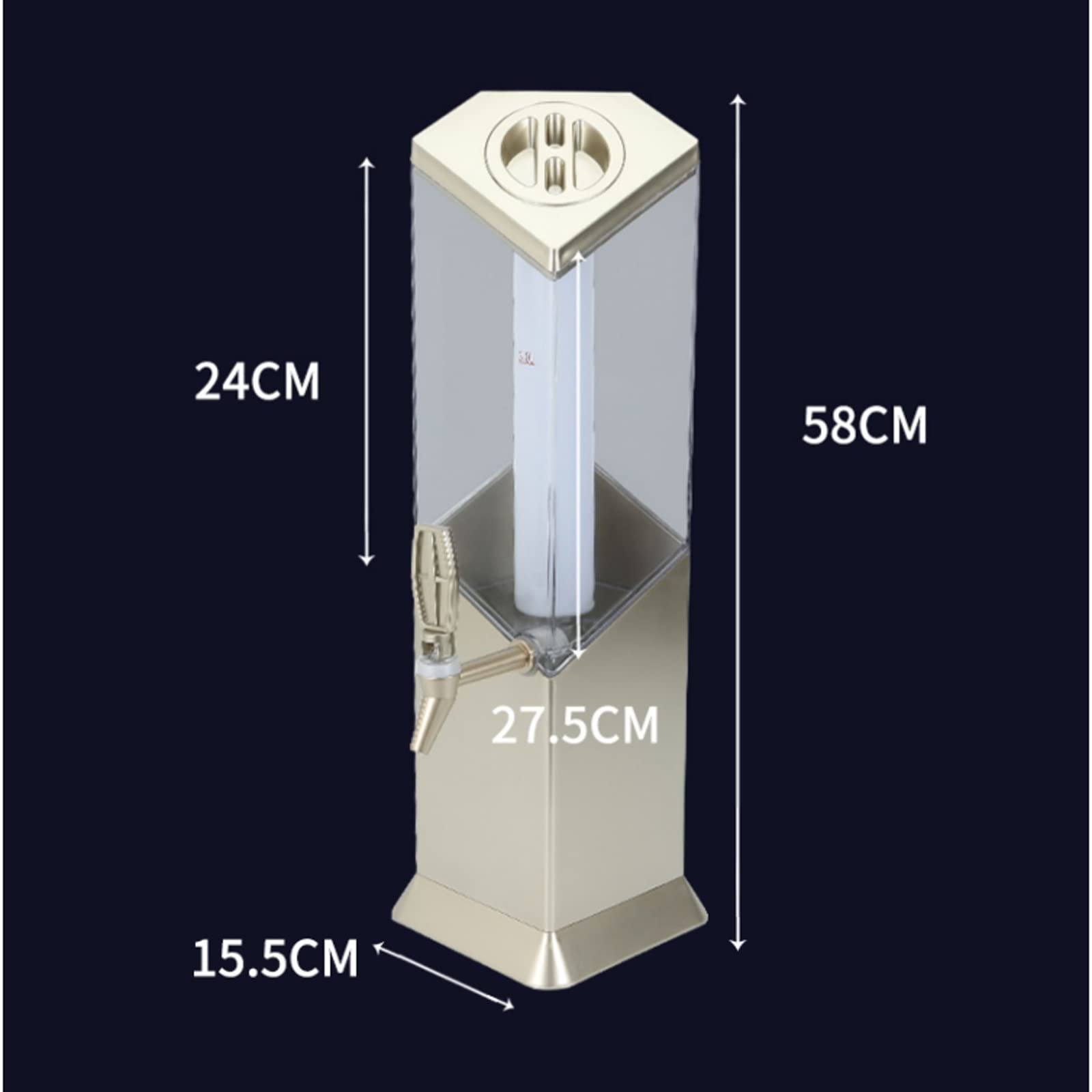 Champagne Gold 3L Beer Tower Dispenser with Faucet - Commercial & Home Use LED Luminous Draft Beer Dispenser for Parties, Bars, Restaurants - Perfect for Serving Beer, Soda & Beverages at Events, Gatherings & Home Entertaining