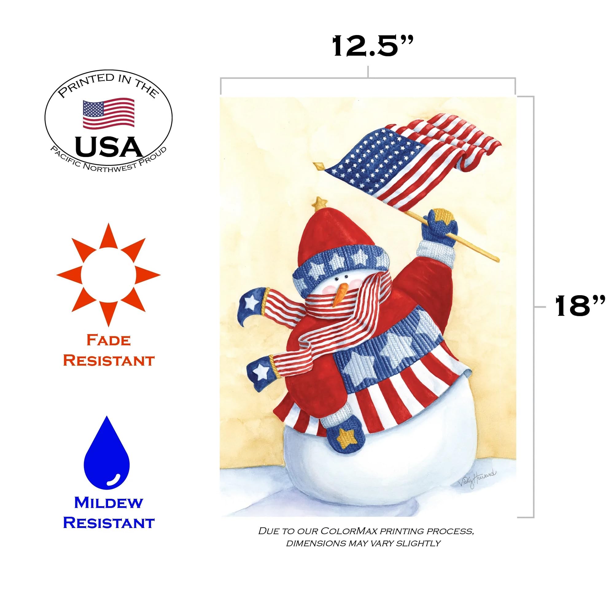 Toland Home Garden 12x18 Inch Double Sided Winter Snowman Flag - Patriotic Star Spangled Outdoor Yard Decoration for House & Garden | Perfect for Christmas, Winter Holidays & Seasonal Home Decor