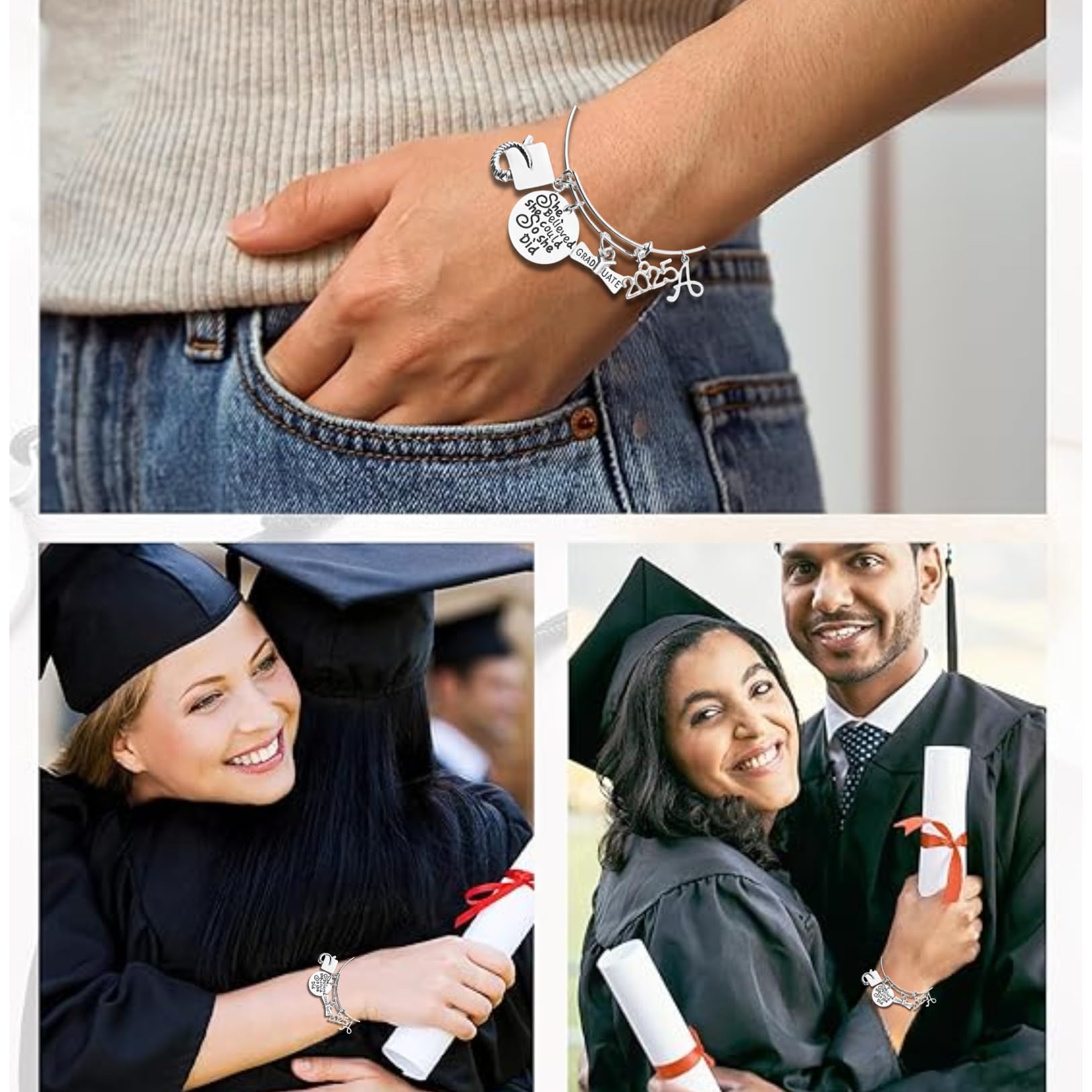 Personalized Graduation Bracelet with Initial Charm - Custom 2025 Graduation Gift for Her, Him & Graduates - Infinity Collection 2025 Edition - Perfect for High School & College Graduation Ceremonies, Parties & Keepsake Gifts