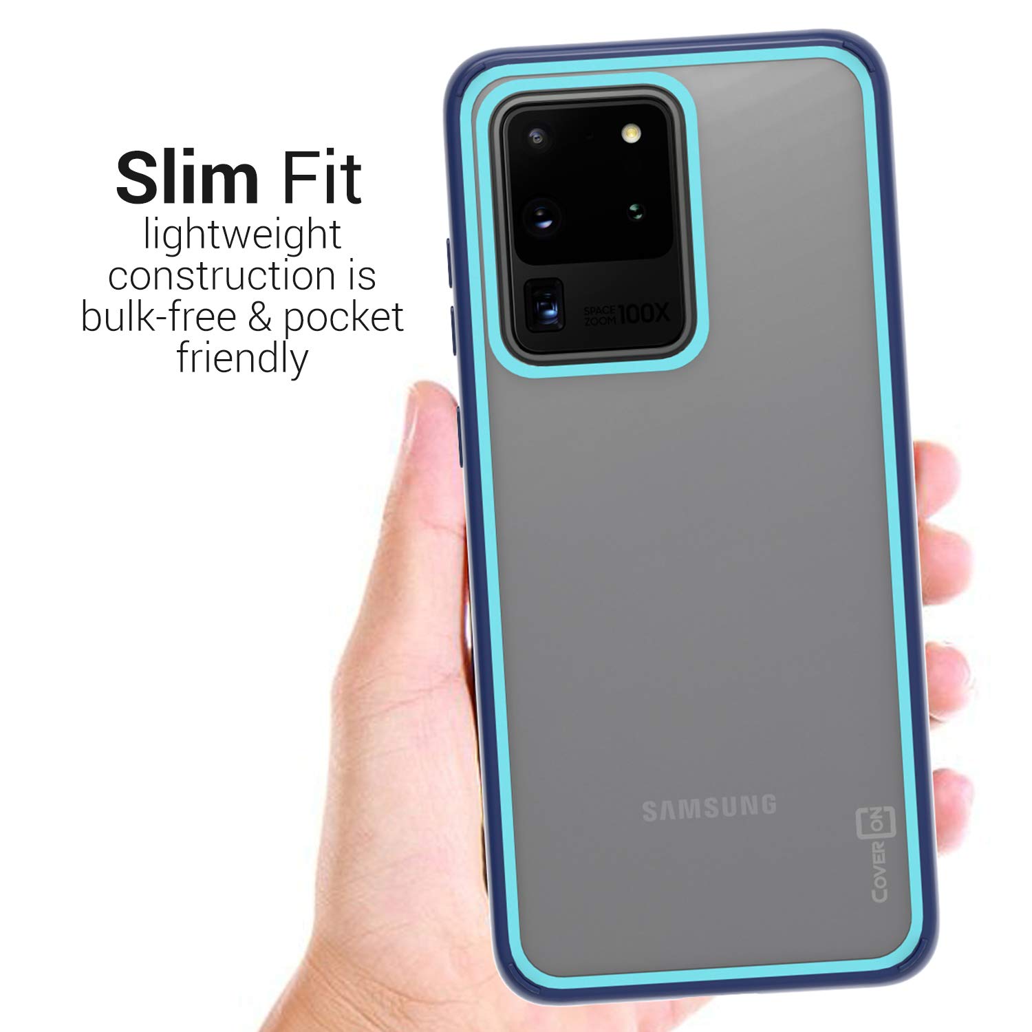 Premium Clear Samsung Galaxy S20 Ultra Case - CoverON Unity Series Protective Phone Cover (Navy Blue/Sky Blue) | Slim Shockproof Design for Everyday Protection & Style