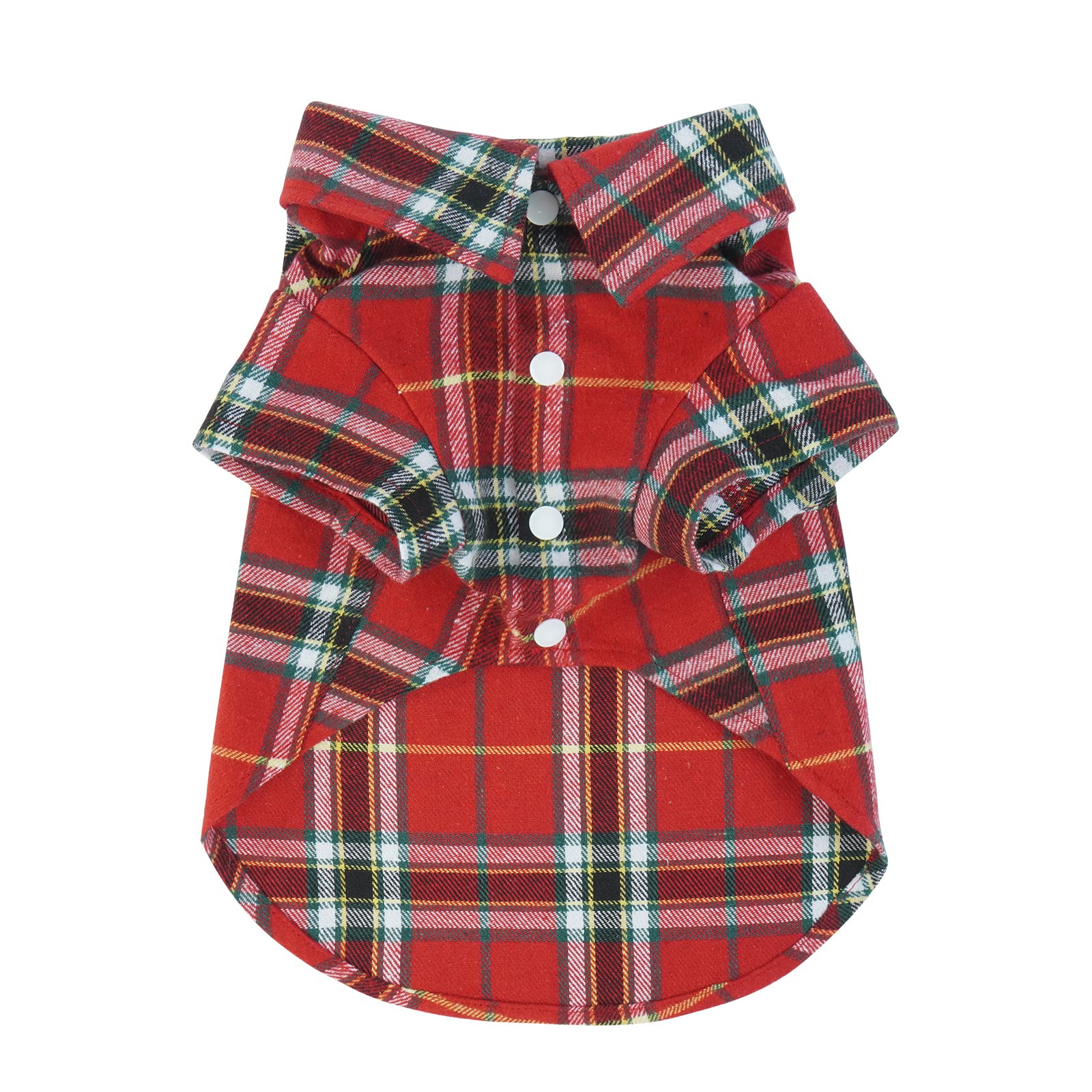 Kuoser Plaid Dog Shirt - Soft & Breathable Cotton Polo Shirt for Small Medium Large Dogs | Casual Pet Costume for Birthday, Halloween, Thanksgiving & Christmas | Perfect for Parties, Photos & Holiday Celebrations