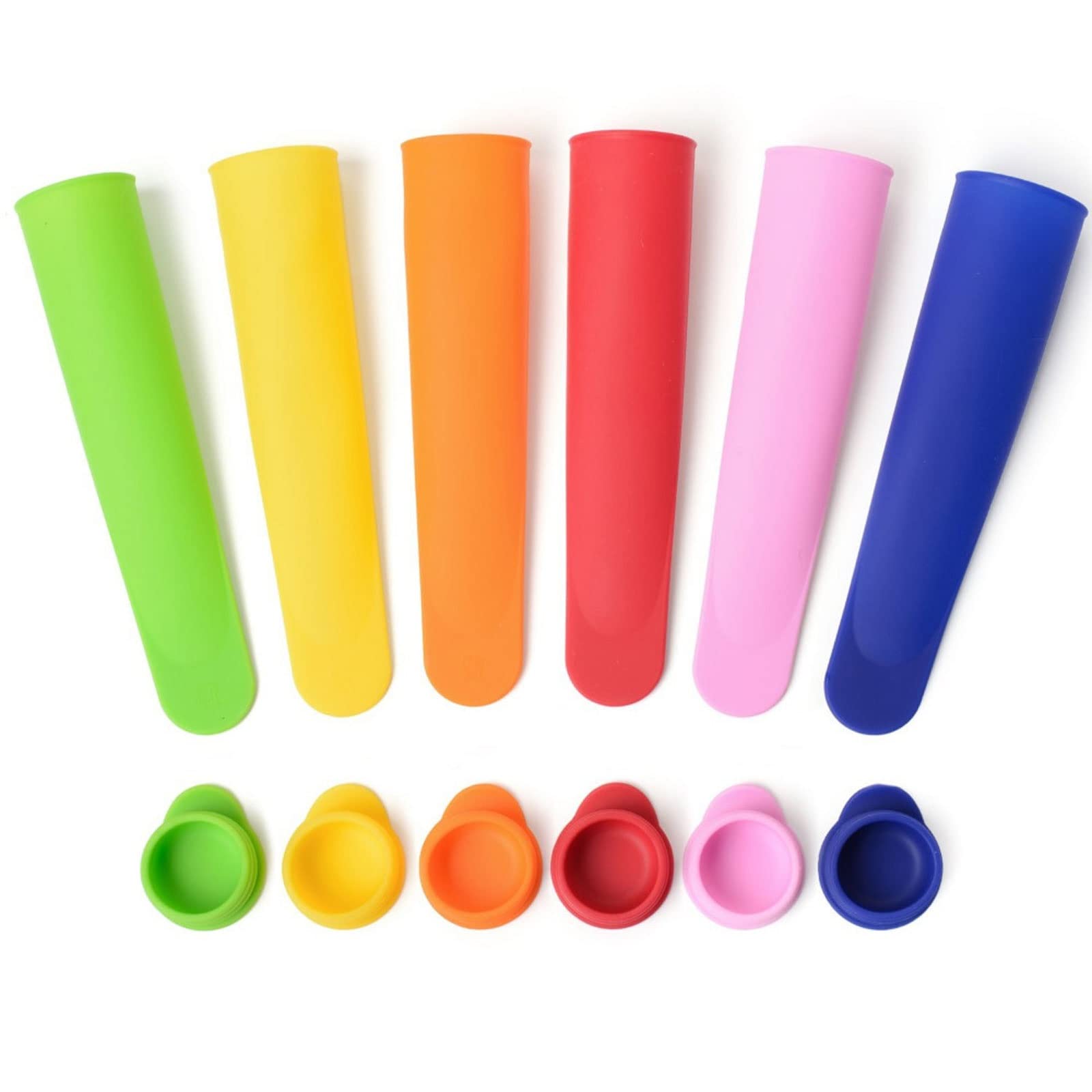 6 Pack Reusable Silicone Popsicle Molds - BPA Free Ice Pop Makers for Kids & Adults, DIY Frozen Treats with Lids (Multi-Colored) - Perfect for Summer Snacks, Birthday Parties & Family Fun