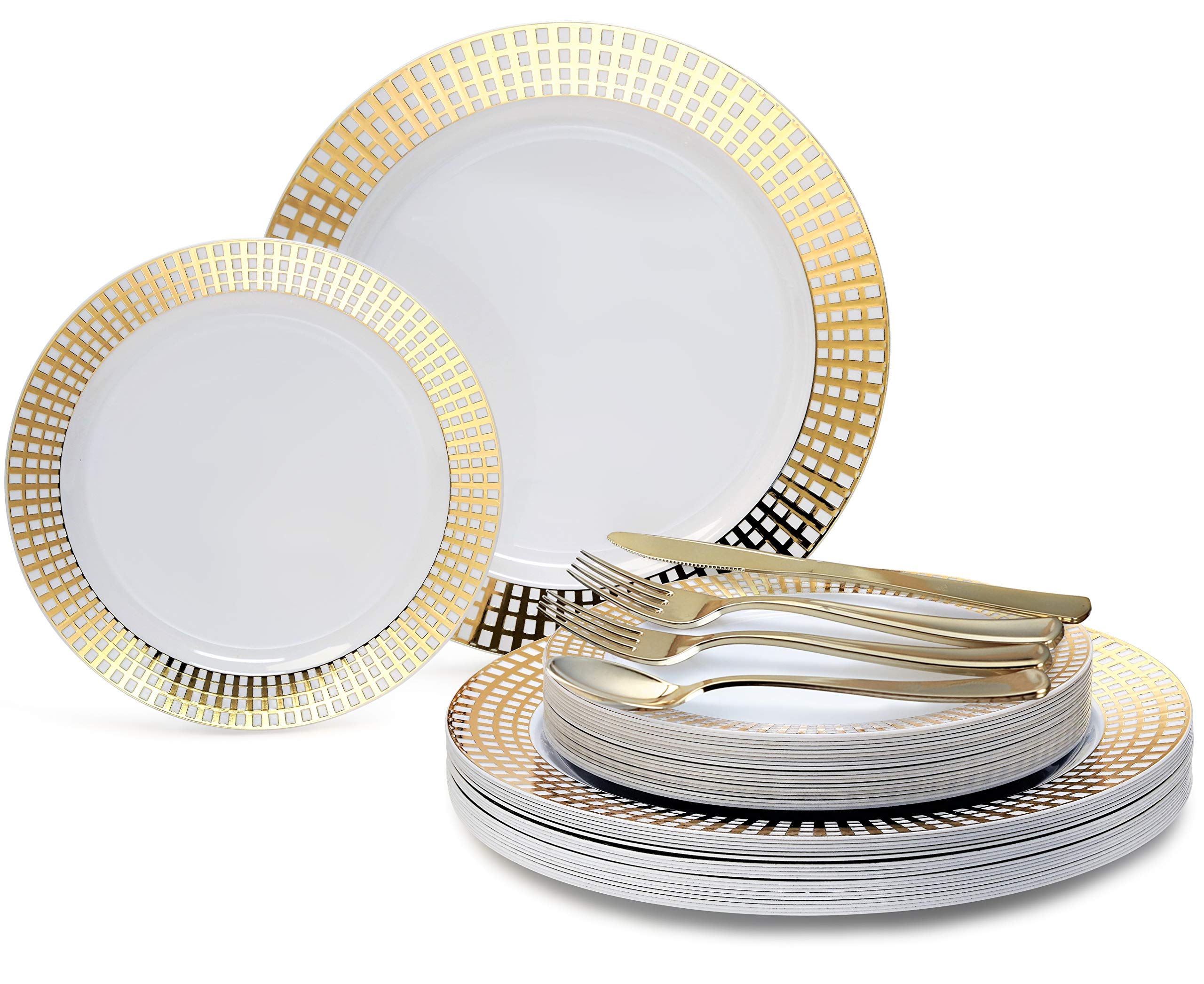 720-Piece Wedding Disposable Plastic Plate & Silverware Set (120 Guests) - 10.25