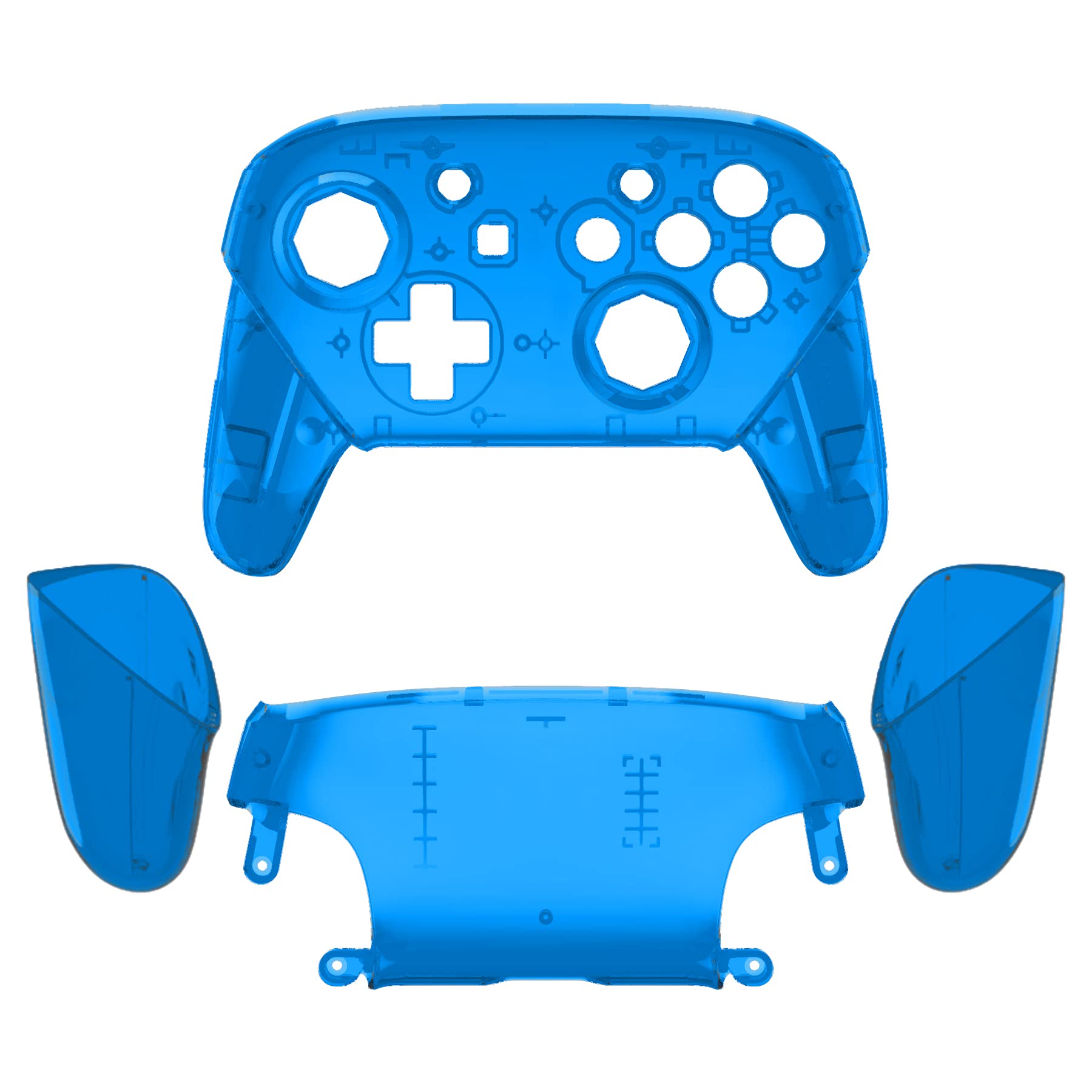 eXtremeRate Clear Blue Octagonal Gated Sticks Faceplate & Backplate Handles - DIY Replacement Grip Housing Shell Cover for Nintendo Switch Pro Controller (Controller Not Included) | Perfect for Gaming, Customization & Controller Repair