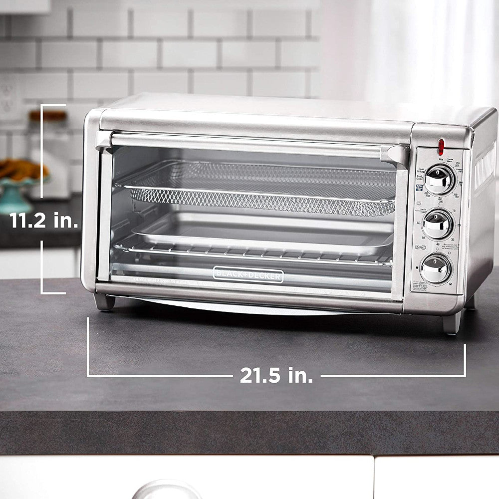 BLACK+DECKER Crisp ‘N Bake Air Fry Toaster Oven, 8-Slice Capacity, Extra Wide, Countertop Convection Oven with Air Fryer Function - Perfect for Baking, Roasting & Reheating (Model TO3265XSSC) - Blemished Packaging with Full Warranty - Ideal for Small Kitchens, Dorms & Apartments