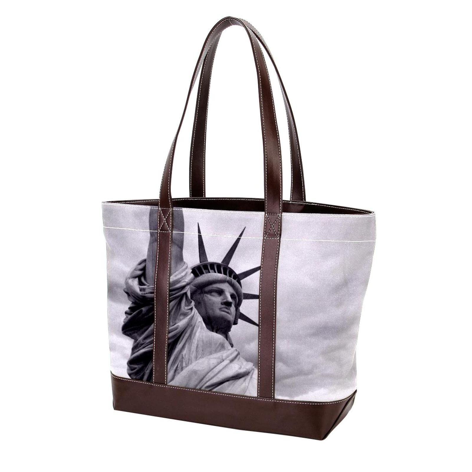 Stylish Large Green Leaves Tote Bag for Women - Genuine Leather & Canvas Top Handle Shoulder Satchel Purse - Perfect for Work, Travel & Shopping