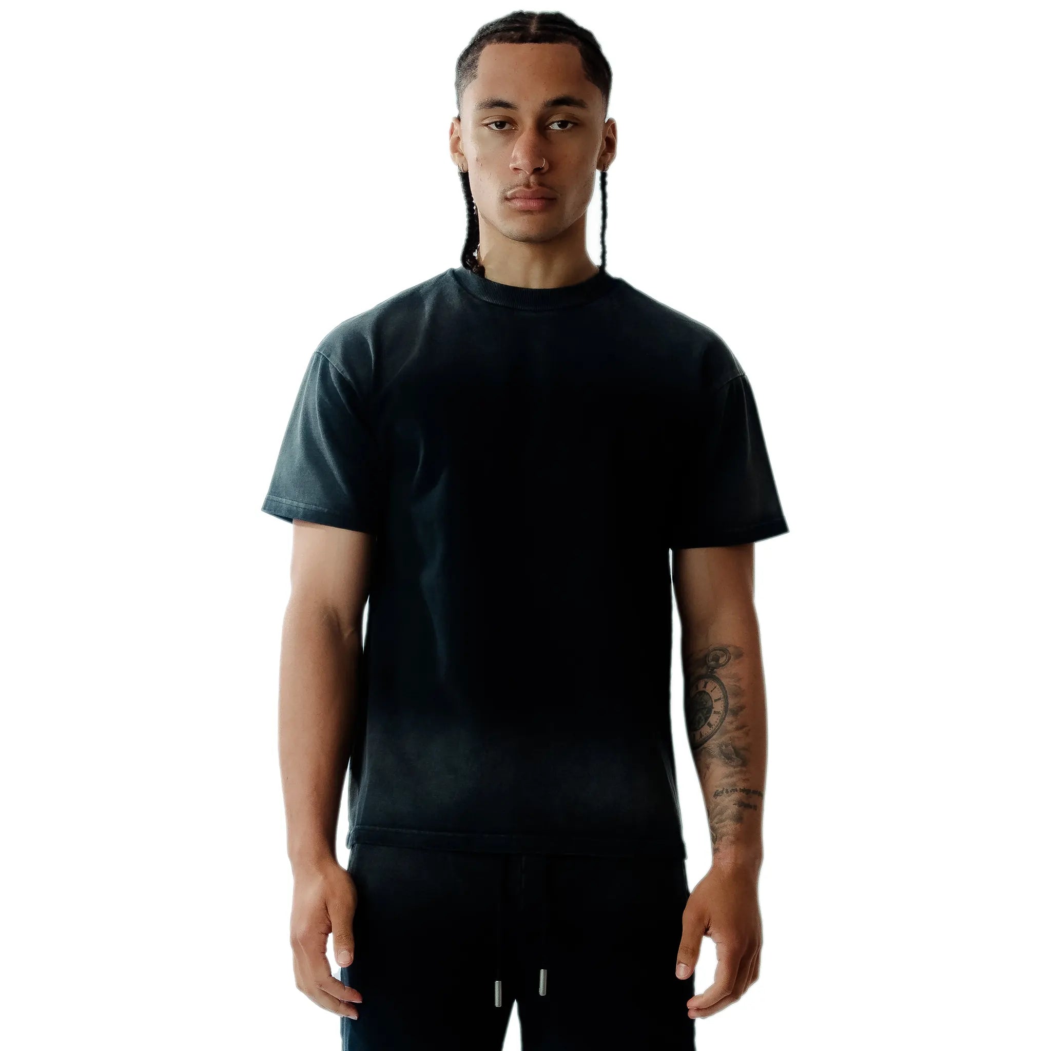 Amicci Levanto Washed Black T-Shirt for Men - Soft Cotton Casual Tee - Perfect for Everyday Wear, Gym & Street Style