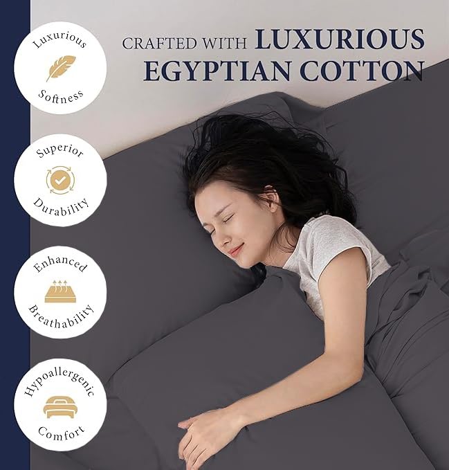 Premium 100% Egyptian Cotton King Size Bed Sheets Set - 800 Thread Count, 21