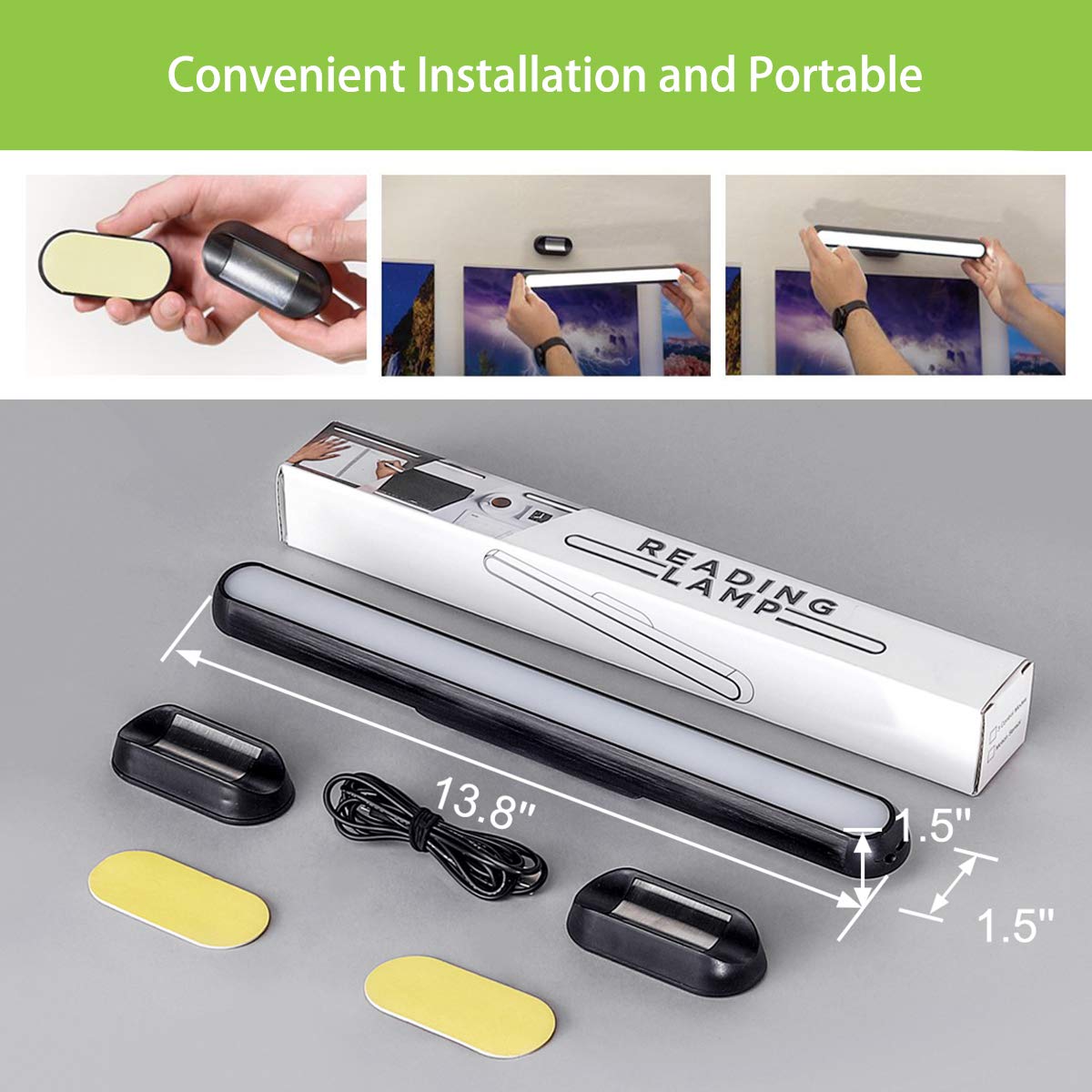 Dimmable Magnetic LED Reading Light - Rechargeable Stick-On Wall Lamp for Bunk Beds, Under Cabinet, Closet & Vanity Mirror | Portable Touch Control Wireless Lighting for Kitchen, Makeup Bar & RV Use