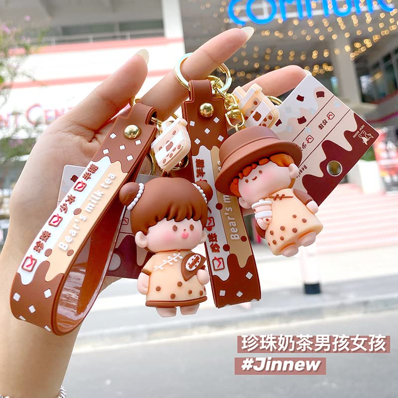 HSYHERE Cute Bubble Tea Bear Keychain for Men & Women - Unique Valentine's Gift for Couples, Best Friends - Perfect for Keyrings, Backpacks, Gifts & Everyday Carry