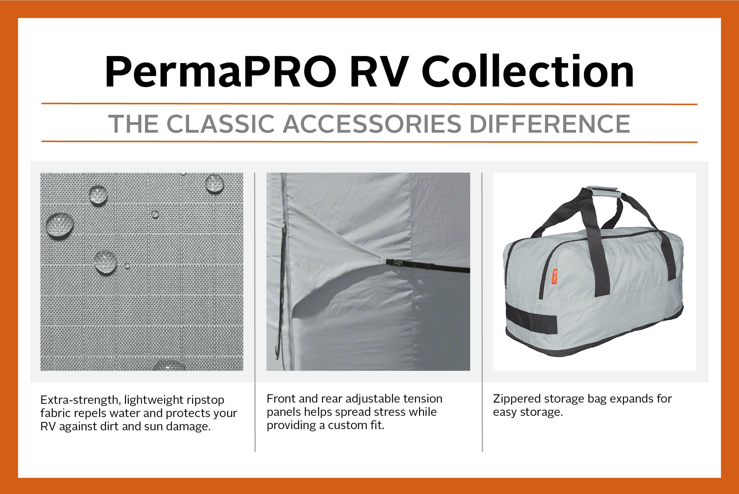 Classic Accessories Over Drive PermaPRO Molded Fiberglass Travel Trailer Cover - Waterproof RV Cover for 10'1