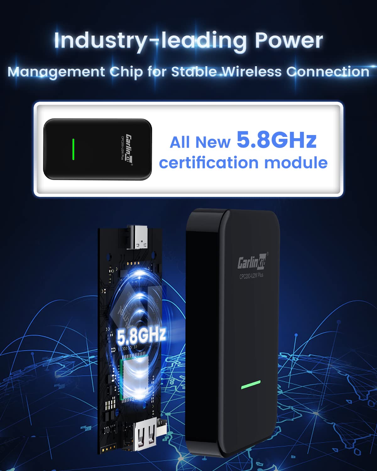 Carlinkit 3.0 Wireless CarPlay Adapter 2025 - Convert Wired CarPlay to Wireless for iPhone iOS 10+ (2015+ Car Models) | Seamless Music, Navigation & Calls While Driving