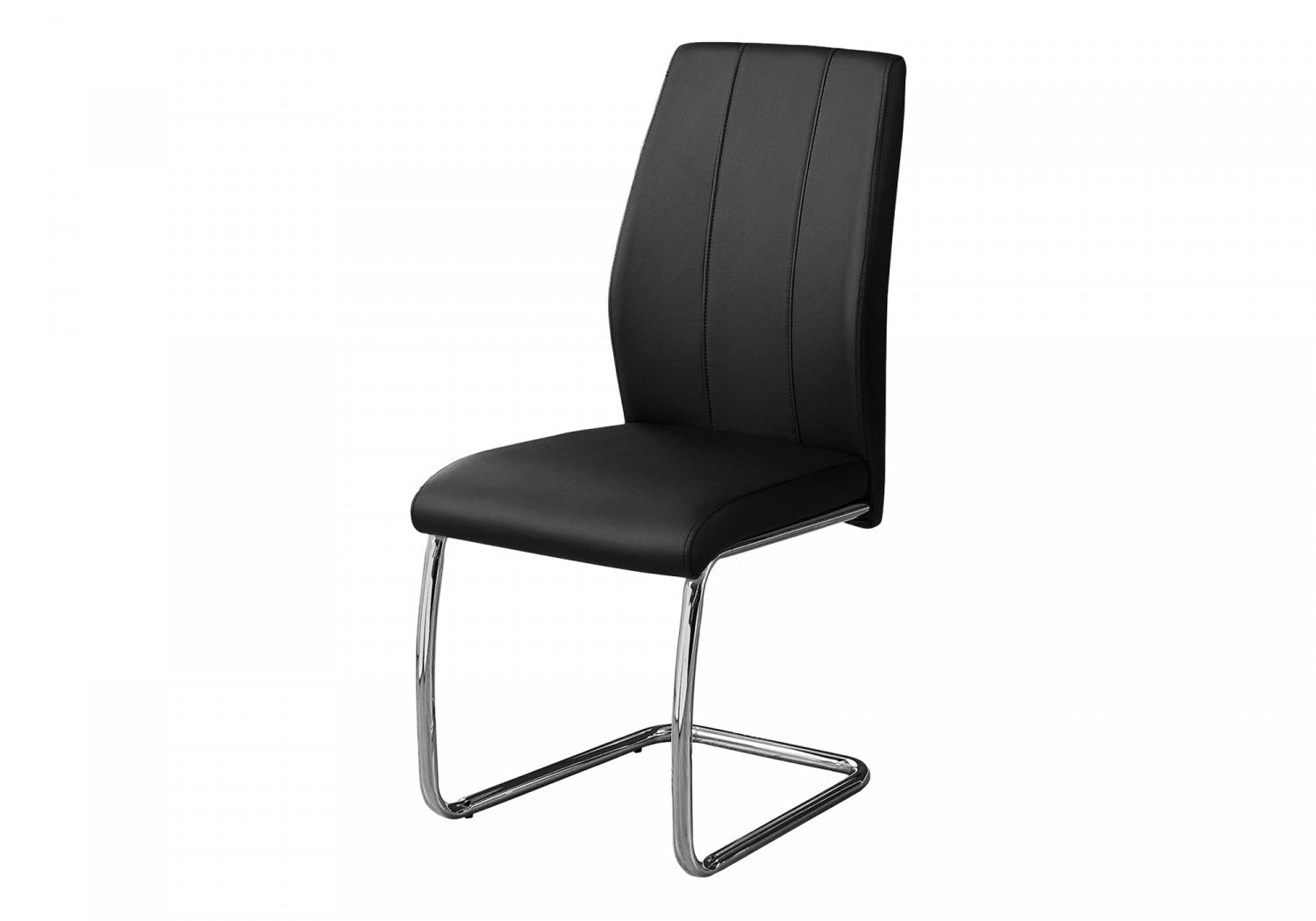 Cabot Modern Dining Chairs Set of 2 - Black Faux Leather with Chrome Metal Legs for Kitchen, Dining Room & Office - Contemporary Stackable Chairs