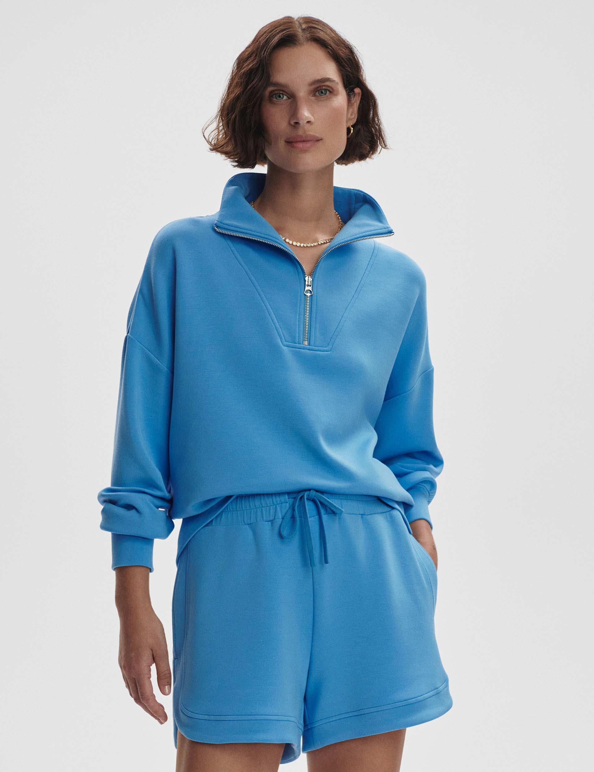 Hawley Half Zip Sweatshirt for Men - Soft Cotton Pullover Hoodie in Azure Blue | Casual Wear, Outdoor Activities & Gym Workouts
