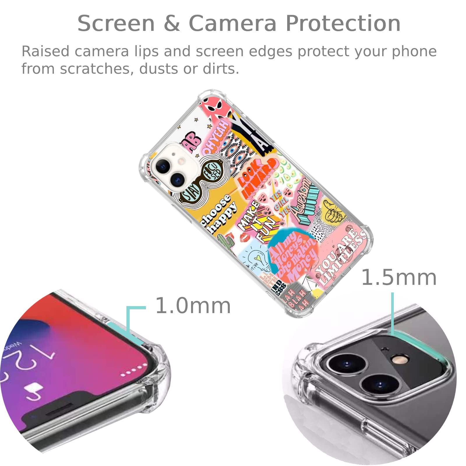 Positive Quotes iPhone 11 Case - Hippie Indie Aesthetic TPU Bumper Cover for iPhone 11 - Motivational Phone Case for Yoga, Meditation & Boho Lifestyle