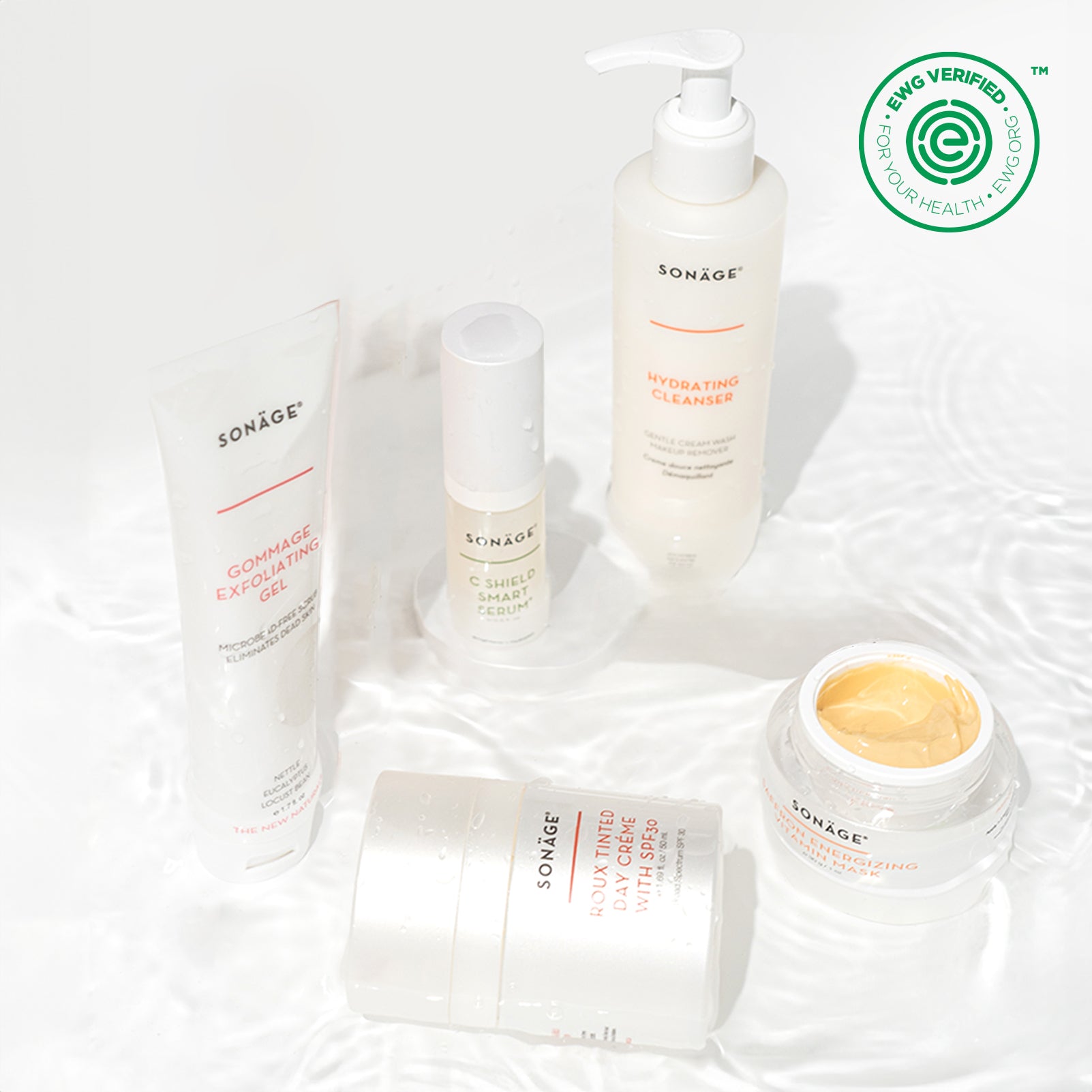 Sonage X EWG Verified™ Facial Cleanser & Moisturizer Set - Organic Skincare for Sensitive Skin | Daily Face Wash & Hydration Routine | Perfect for Morning & Night Use