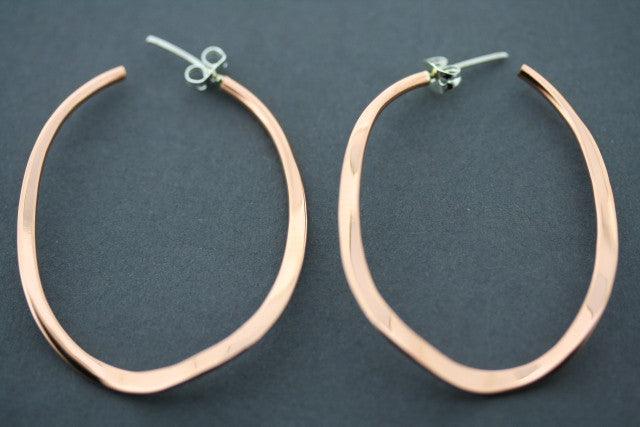 Stylish Copper Twisted Oval Hoop Stud Earrings for Women - Trendy Boho Jewelry for Everyday Wear & Special Occasions