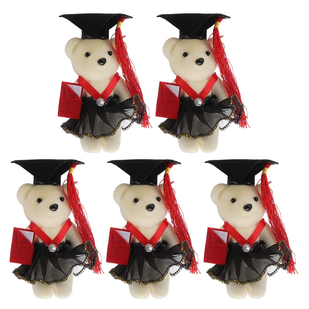 DOITOOL 5pcs Mini Graduation Teddy Bears with Caps - Foam Polystyrene Bear Models for DIY Crafts, Graduation Party Decorations & School Projects - Perfect for Graduation Favors, Table Centerpieces & Photo Props