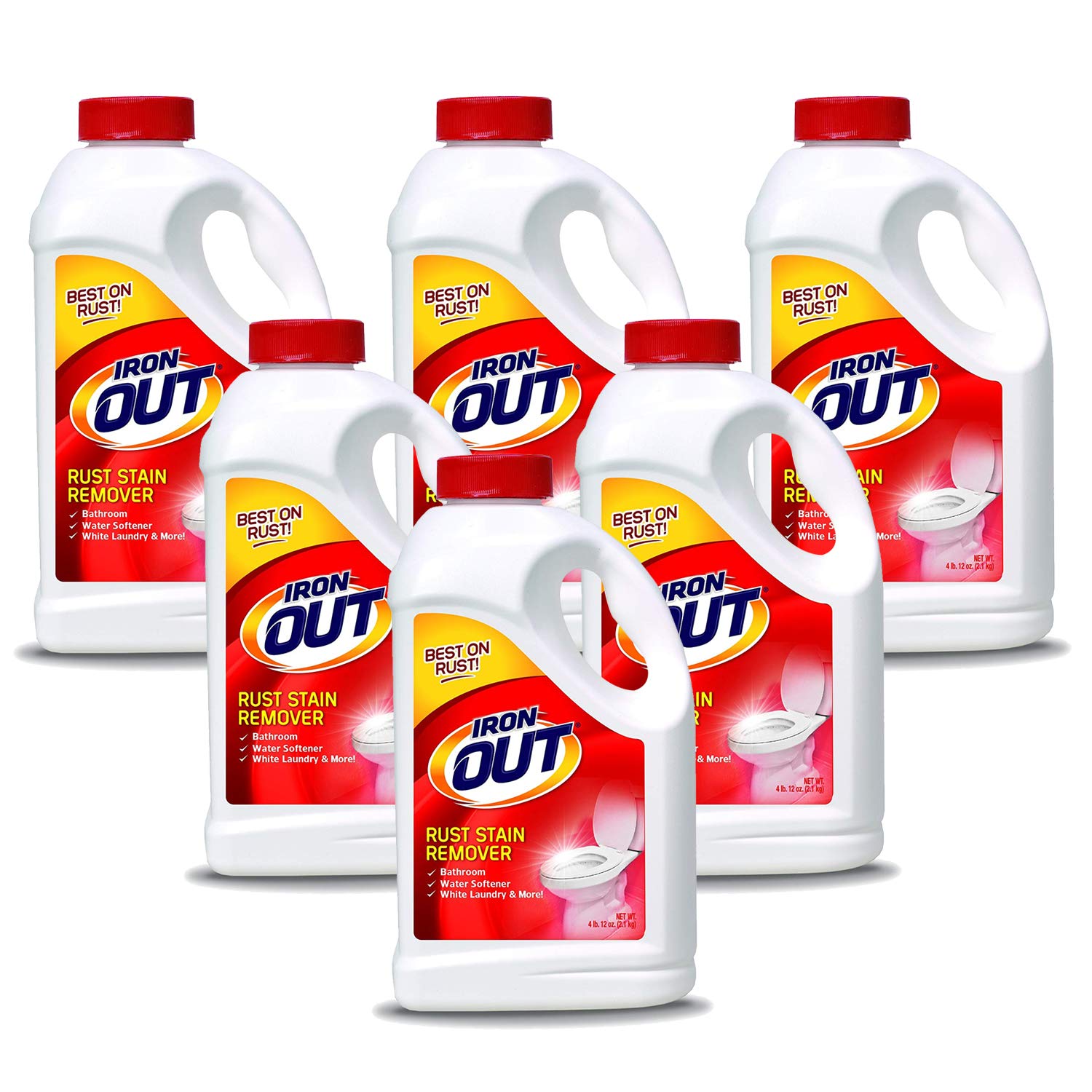 Iron OUT Powder Rust Stain Remover - 4.12lb (Pack of 6) | Bathroom, Kitchen & Laundry Rust Cleaner | Prevents & Removes Rust Stains on Appliances, Tiles & Outdoor Surfaces | Ideal for Sinks, Toilets, Washing Machines & Pool Areas
