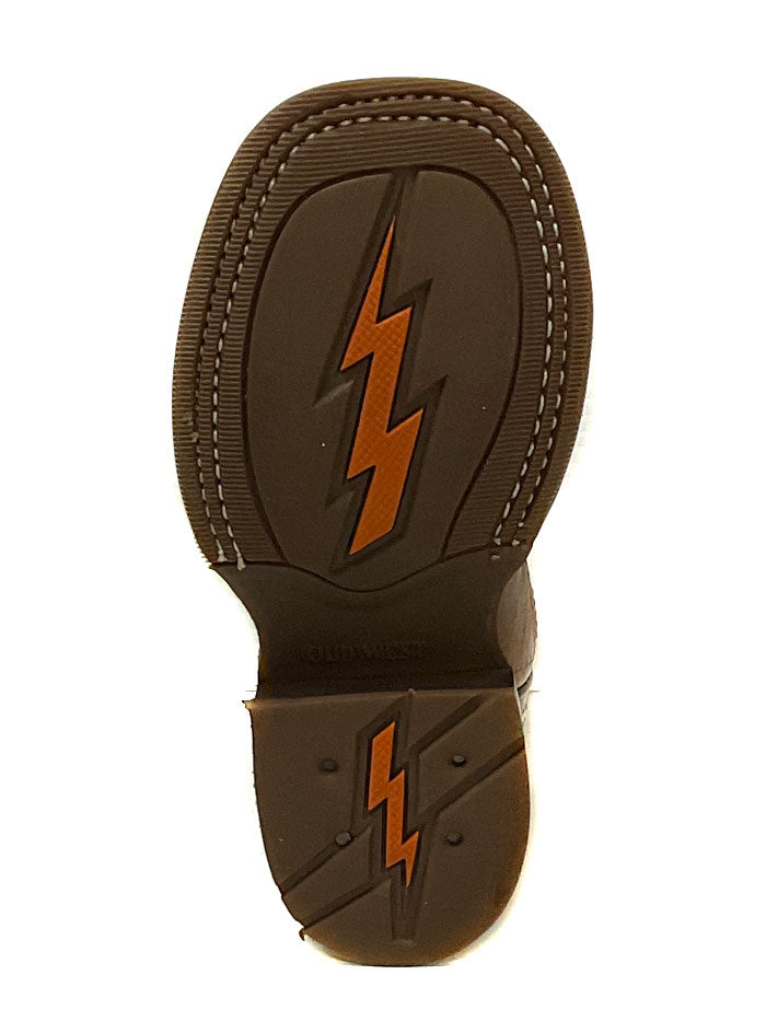 Old West BSC1979 BSY1979 Kids Square Toe Western Boots - Brown Leather Cowboy Boots for Boys & Girls | Perfect for Rodeo, Country Dance & Western Style Outfits