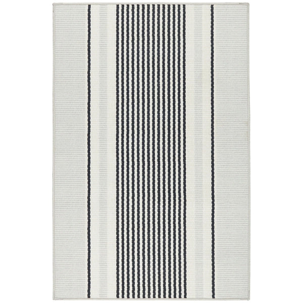 Gunner Stripe Grey Machine Washable Rug - Soft Non-Slip Area Rug for Living Room, Bedroom, Nursery & Office - Easy Clean Home Decor