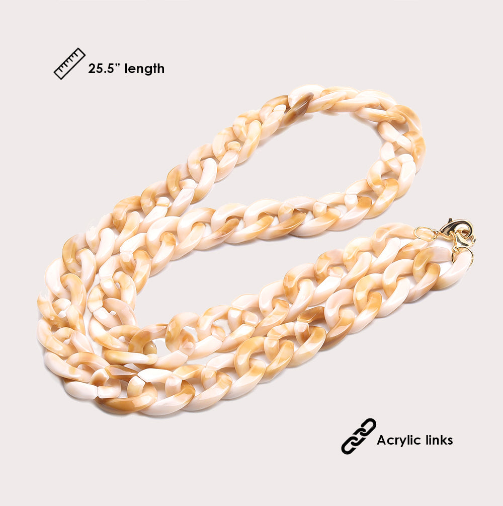 19mm Bone Curb Chain Necklace with Mask Pendant - Stylish Layering Jewelry for Everyday Wear & Fashion Accessories