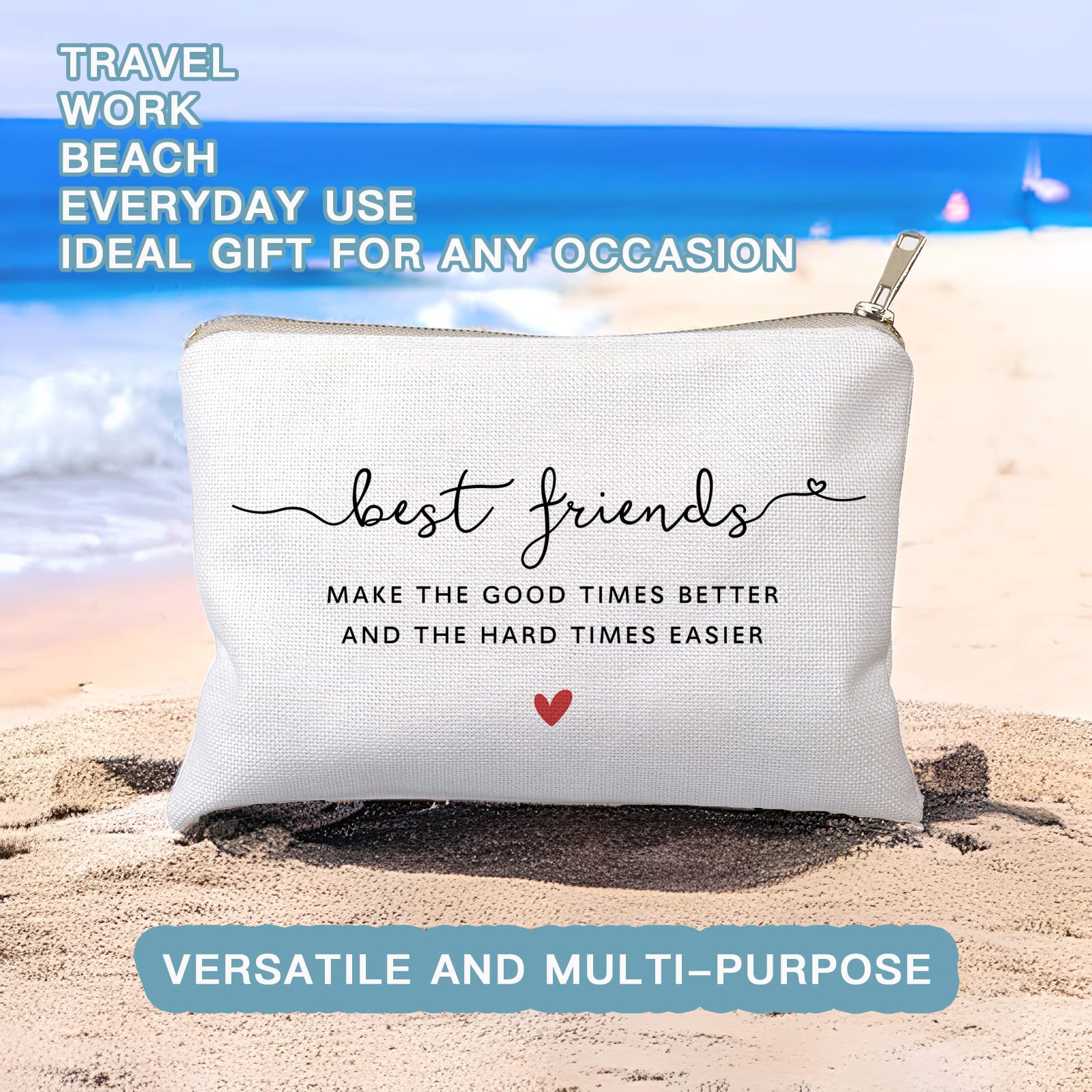 Best Friendship Gifts - Heart-Shaped Cosmetic Makeup Bag for Sister, Best Friend, Birthday & Anniversary | Missing You Gift Idea for Travel, Gym & Daily Use