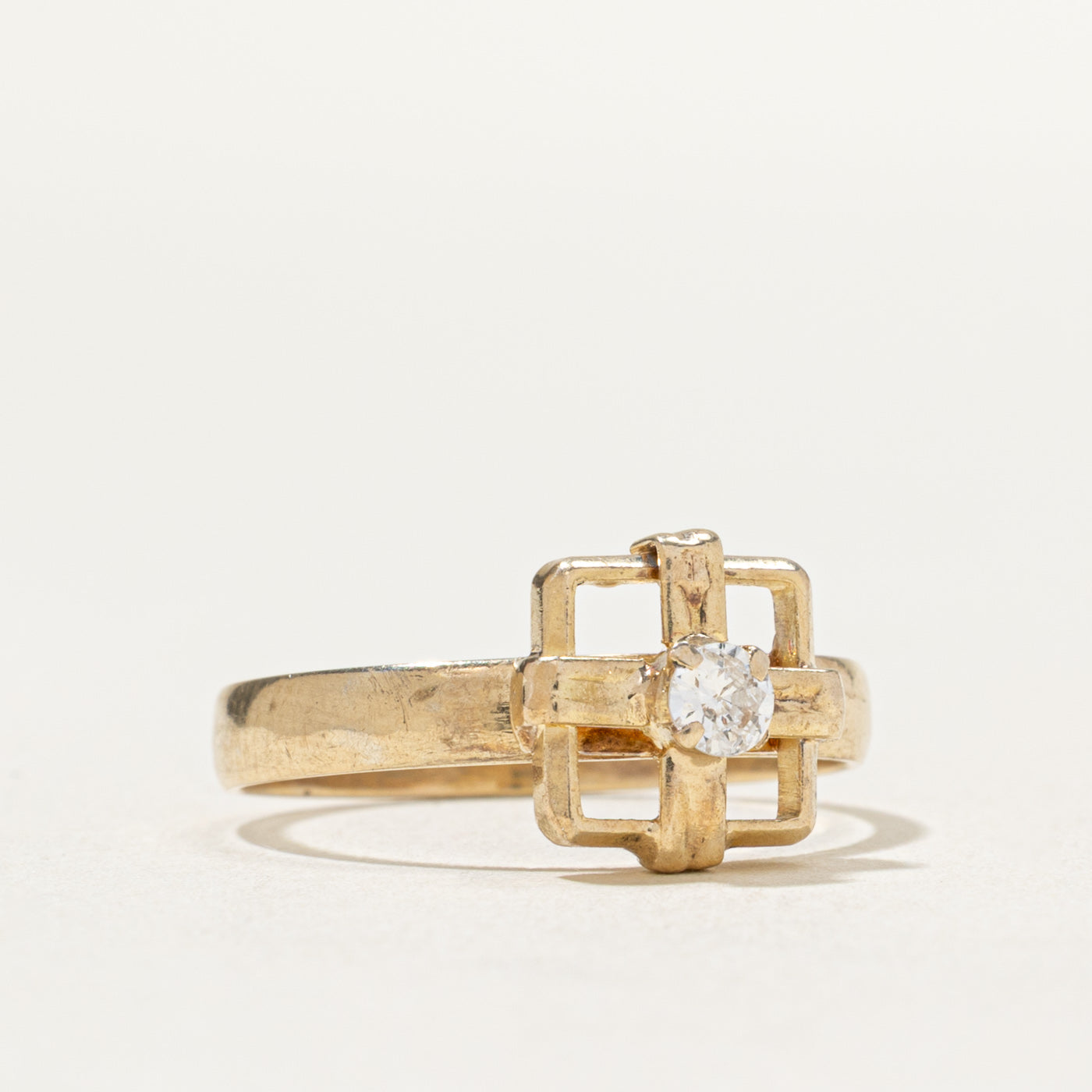 0.12ct Solitaire Diamond Geometric Ring - Size 7.5 | Elegant Engagement & Wedding Band for Women | Perfect for Proposals, Anniversaries & Special Occasions