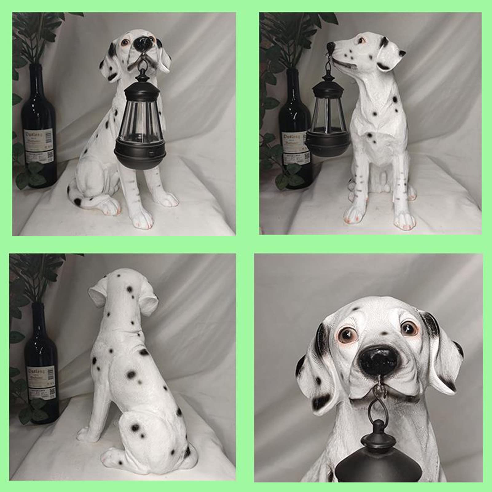 Solar-Powered Dalmatian Dog Statue - Resin Garden Ornament with Hanging Light for Outdoor & Indoor Decor - Perfect for Yard, Patio, and Courtyard Decoration