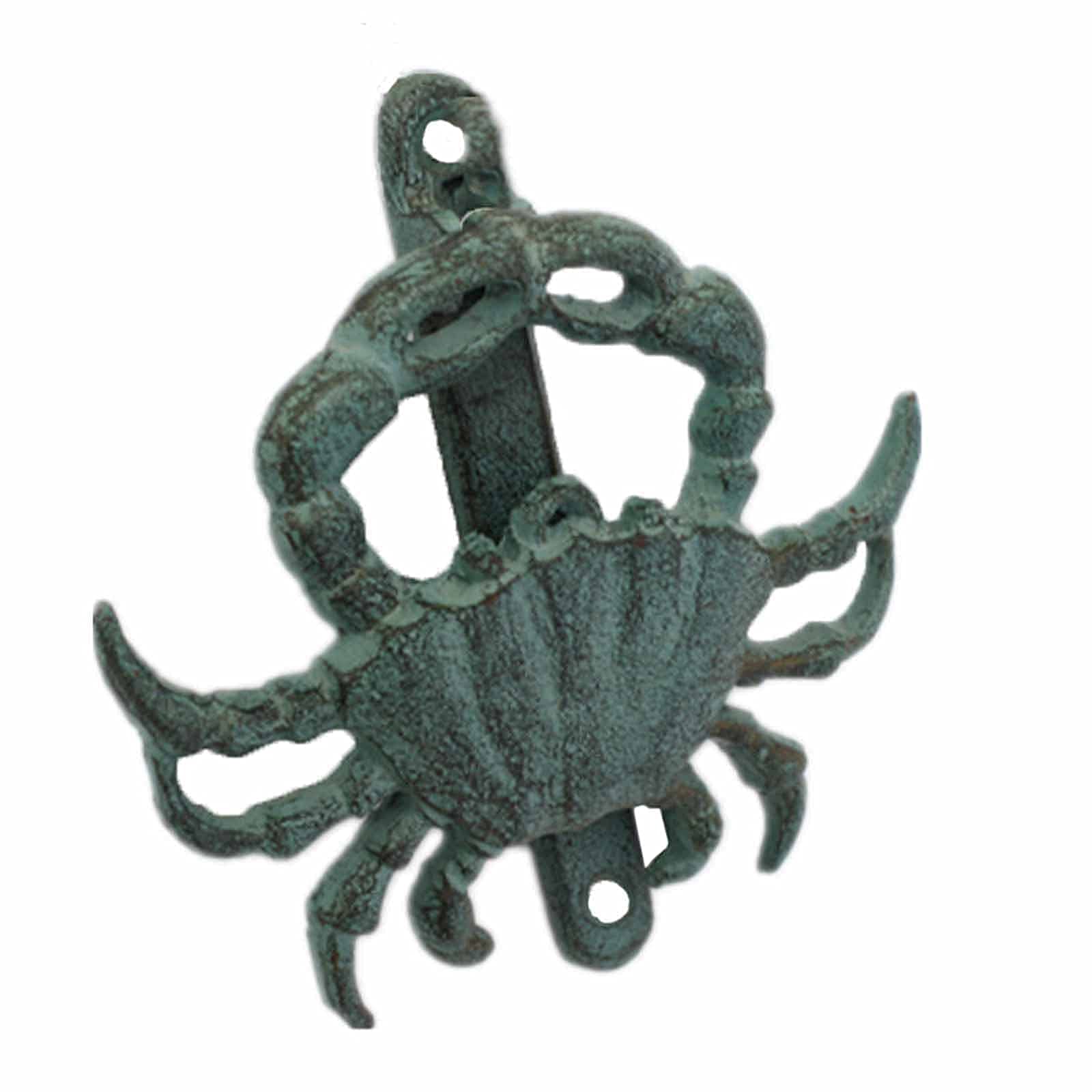 Antique Bronze Cast Iron Crab Door Knocker - Vintage Farmhouse Gate Handle for Front Doors, Wood Doors & Barn Doors - Rustic Backyard & Farmhouse Decor for Coastal, Country & Cottage Style Homes