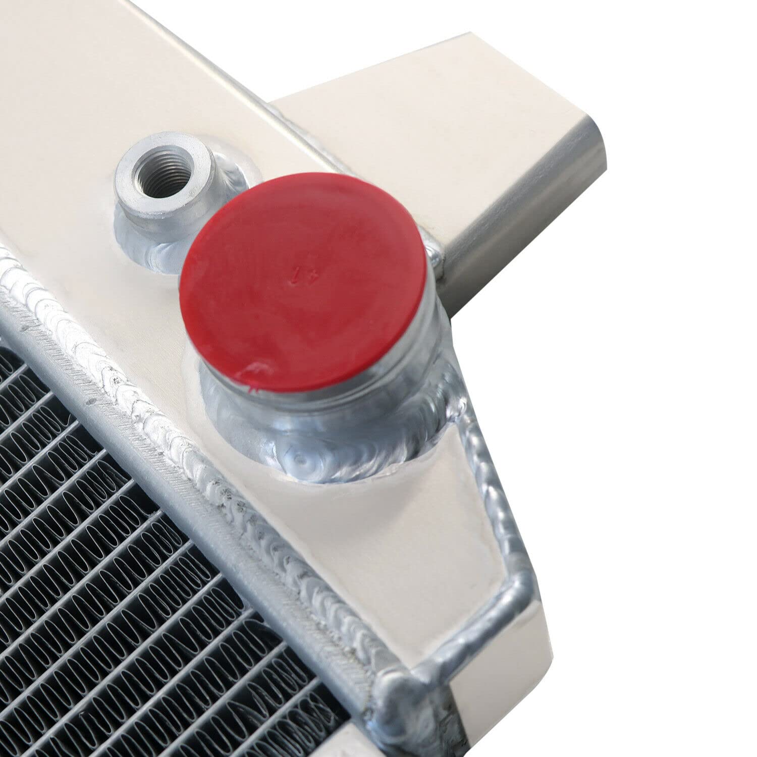 ALLOYWORKS 4 Row Aluminum Radiator with Shroud Fan & Relay Kit for 1985-1996 Ford Bronco F150 F250 F350 4.9L - Heavy Duty Cooling Upgrade for Off-Road & Towing