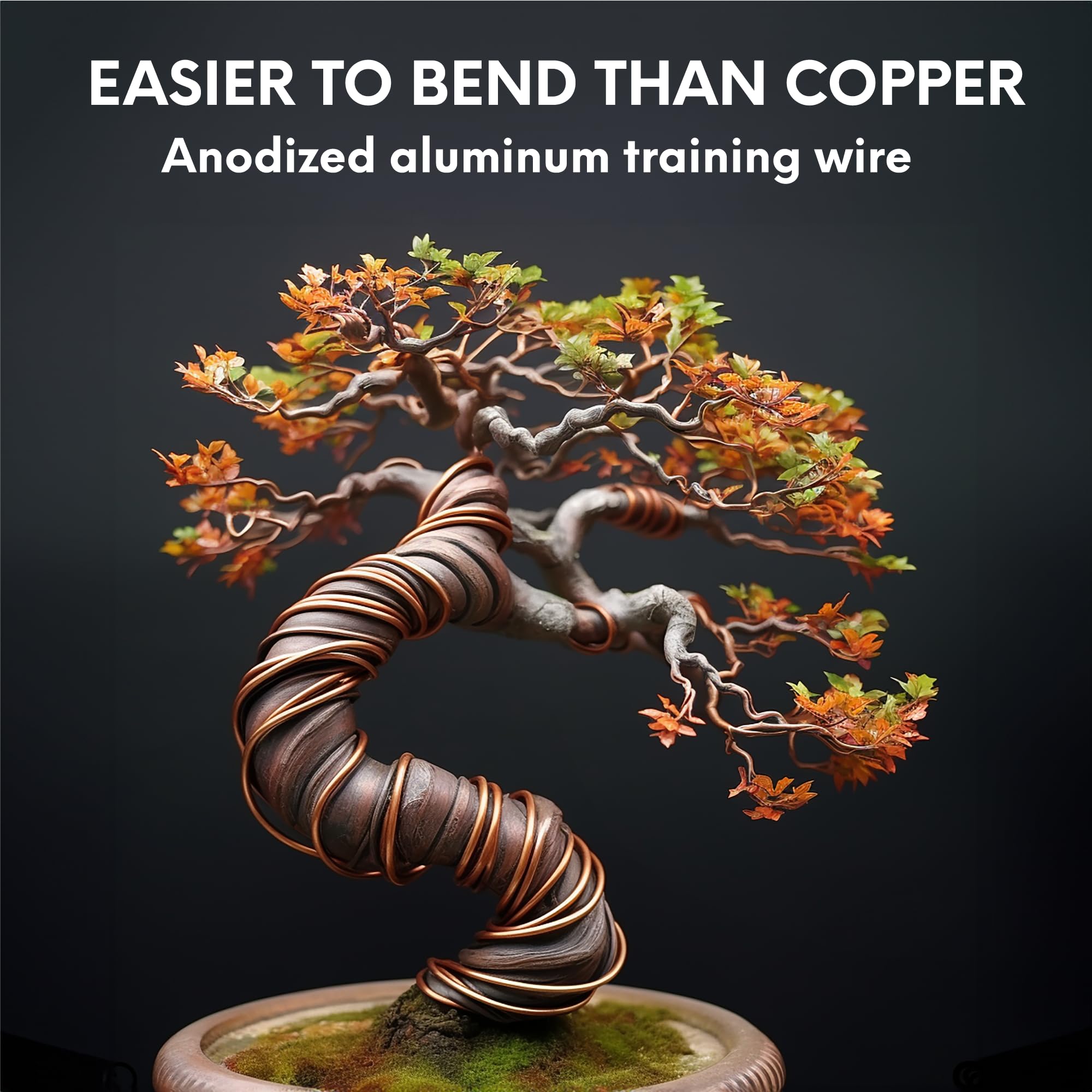 Anodized Aluminum Bonsai Training Wire - 1.4mm (15 Gauge) 100ft Bendable Plant Wire - Rust & Corrosion Resistant for Bonsai Trees - Perfect for Shaping, Styling & Supporting Small Trees