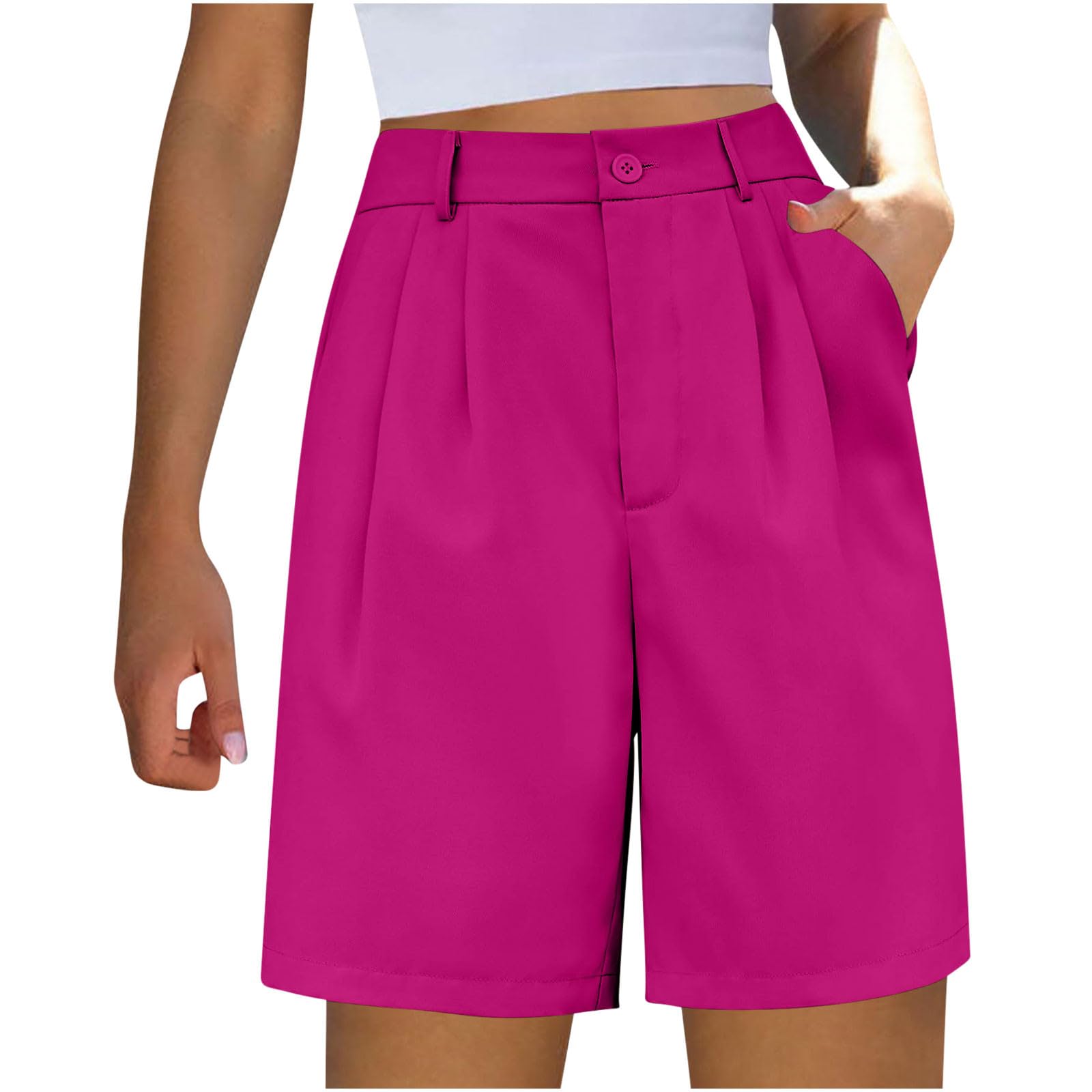 HLYSGO Women's Bermuda Shorts - High Waist Knee Length Dress Shorts | Wide Leg Tailored Suit Shorts for Casual & Office Wear | Perfect for Work, Travel & Summer Outfits