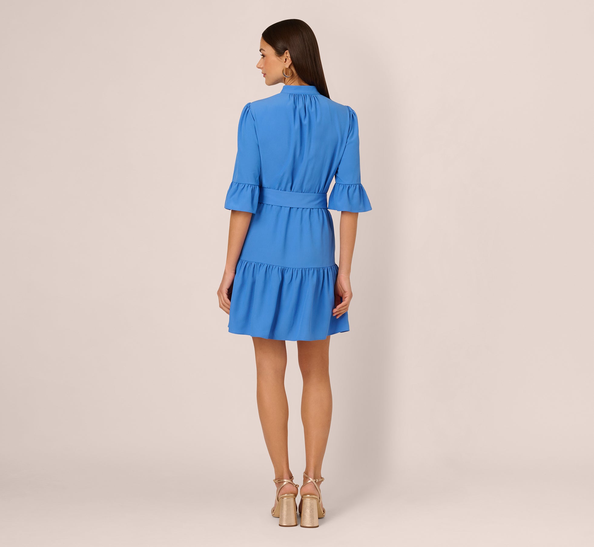 Bell Sleeve Short Shirt Dress for Women - Flowy Summer Dress with Cool Water Print | Perfect for Beach, Vacation & Casual Outings
