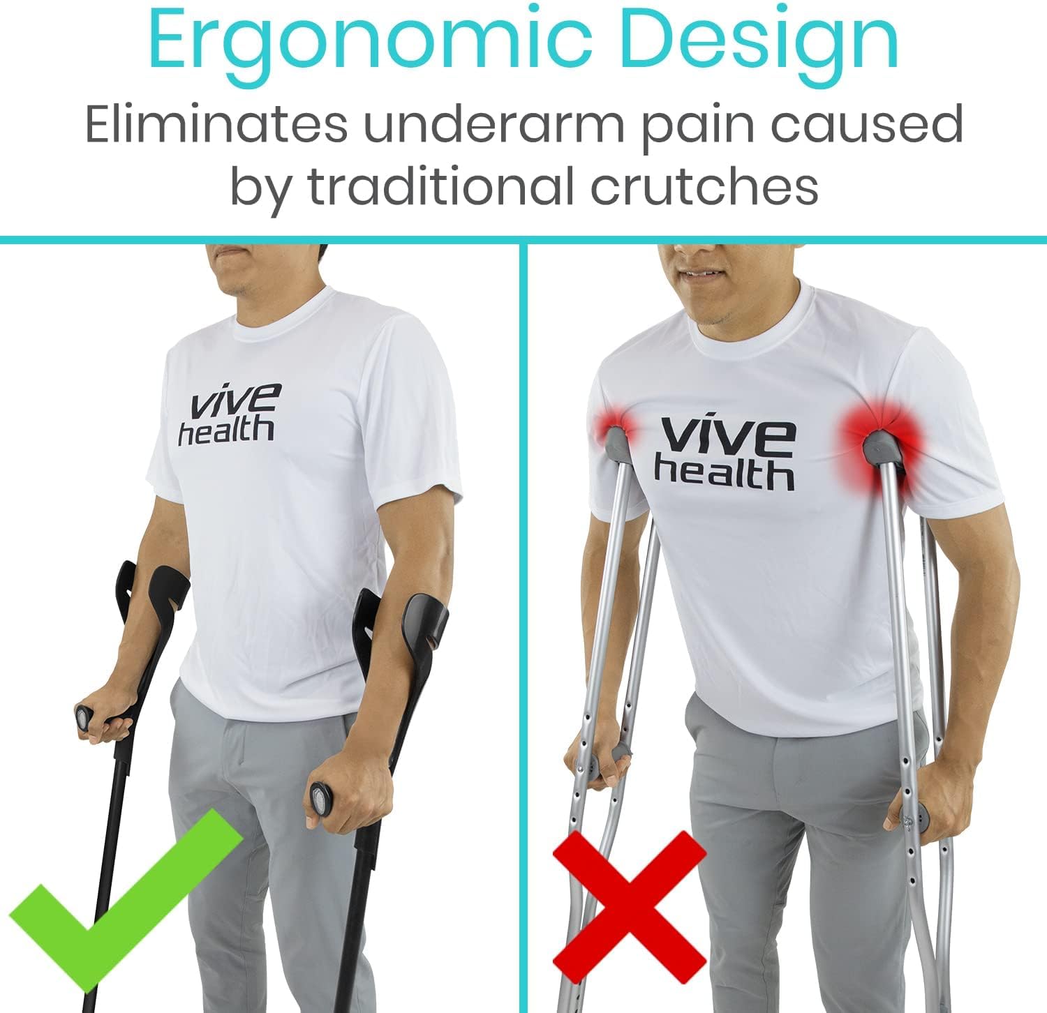 Lightweight Euro Style Forearm Crutches for Walking - Adjustable & Comfortable Mobility Aid for Adults & Seniors - Perfect for Injury Recovery, Arthritis, and Daily Support