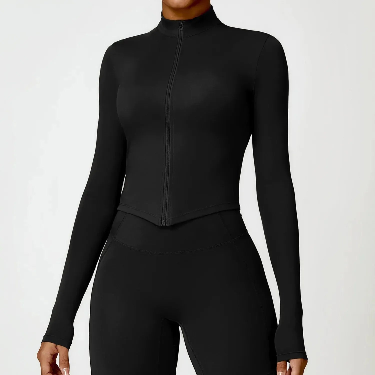 Women's Long Sleeve Quick Dry Yoga Outfit Set - Nude Zippered Sport Coat & Shorts for Fitness, Running & Workouts | Moisture-Wicking Activewear for Gym, Yoga & Outdoor Sports