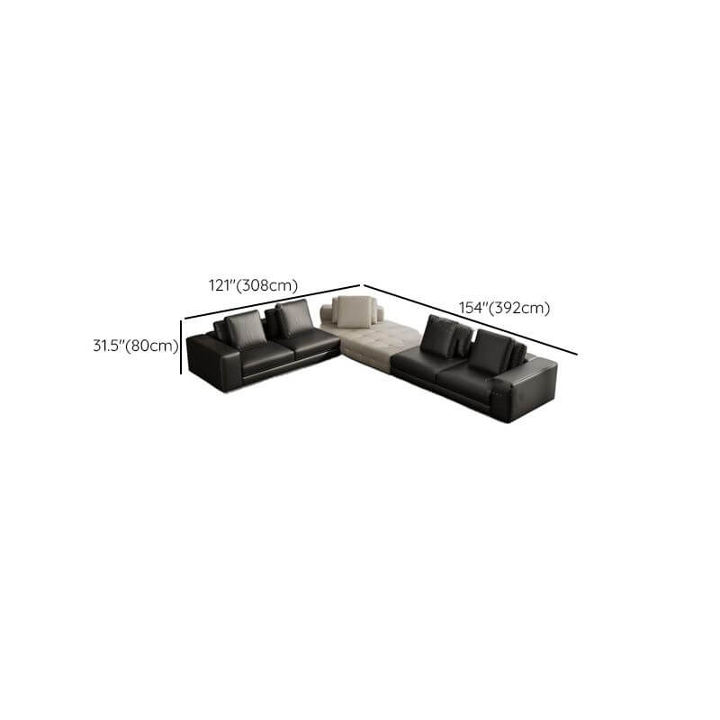 L-Shaped Sectional Sofa with Chaise Lounge - 5-Seater 4-Piece Reversible Modular Couch in Black - Perfect for Living Room, Family Room & Home Theater